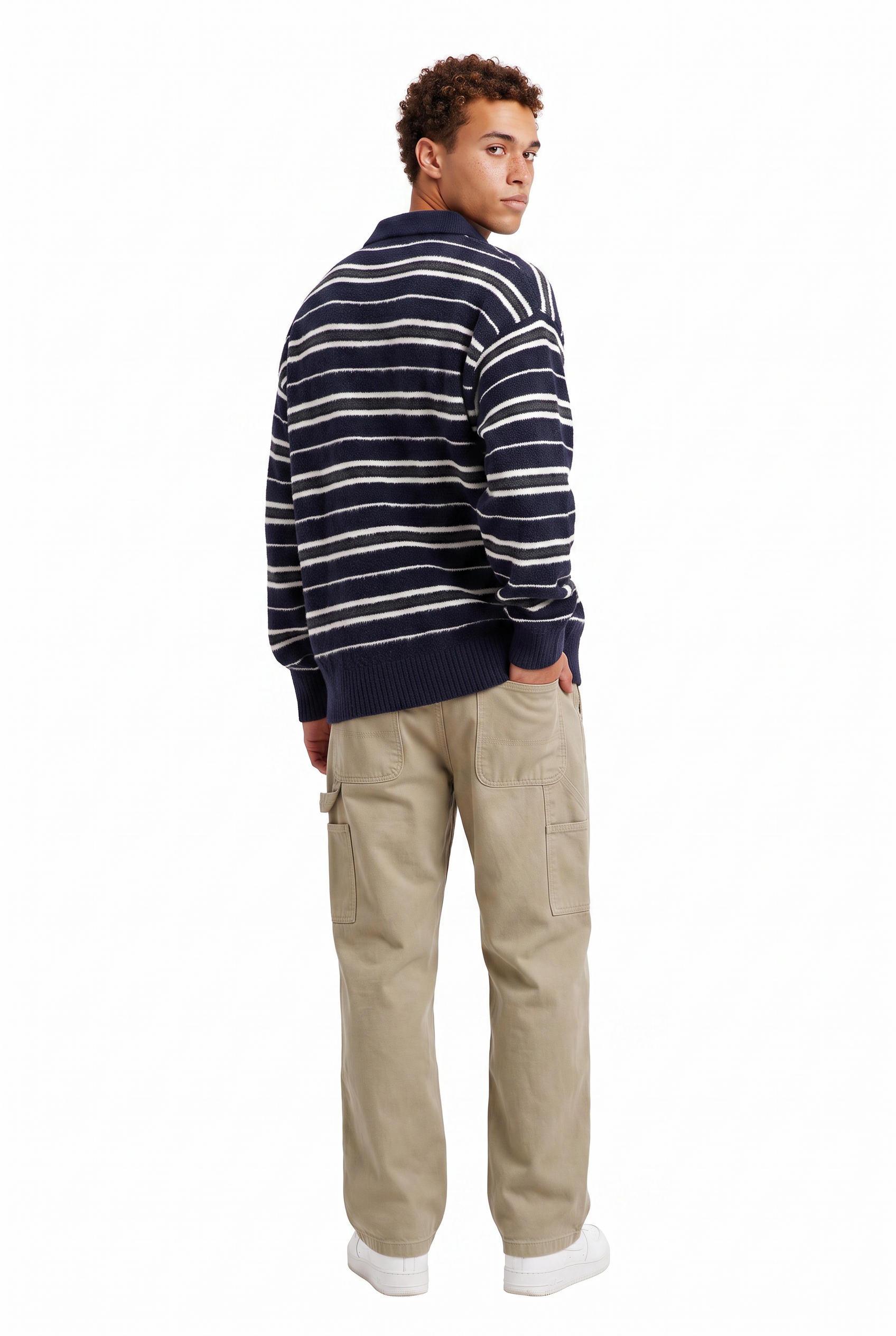 Steel Blue Ribbed Crew Neck Sweater