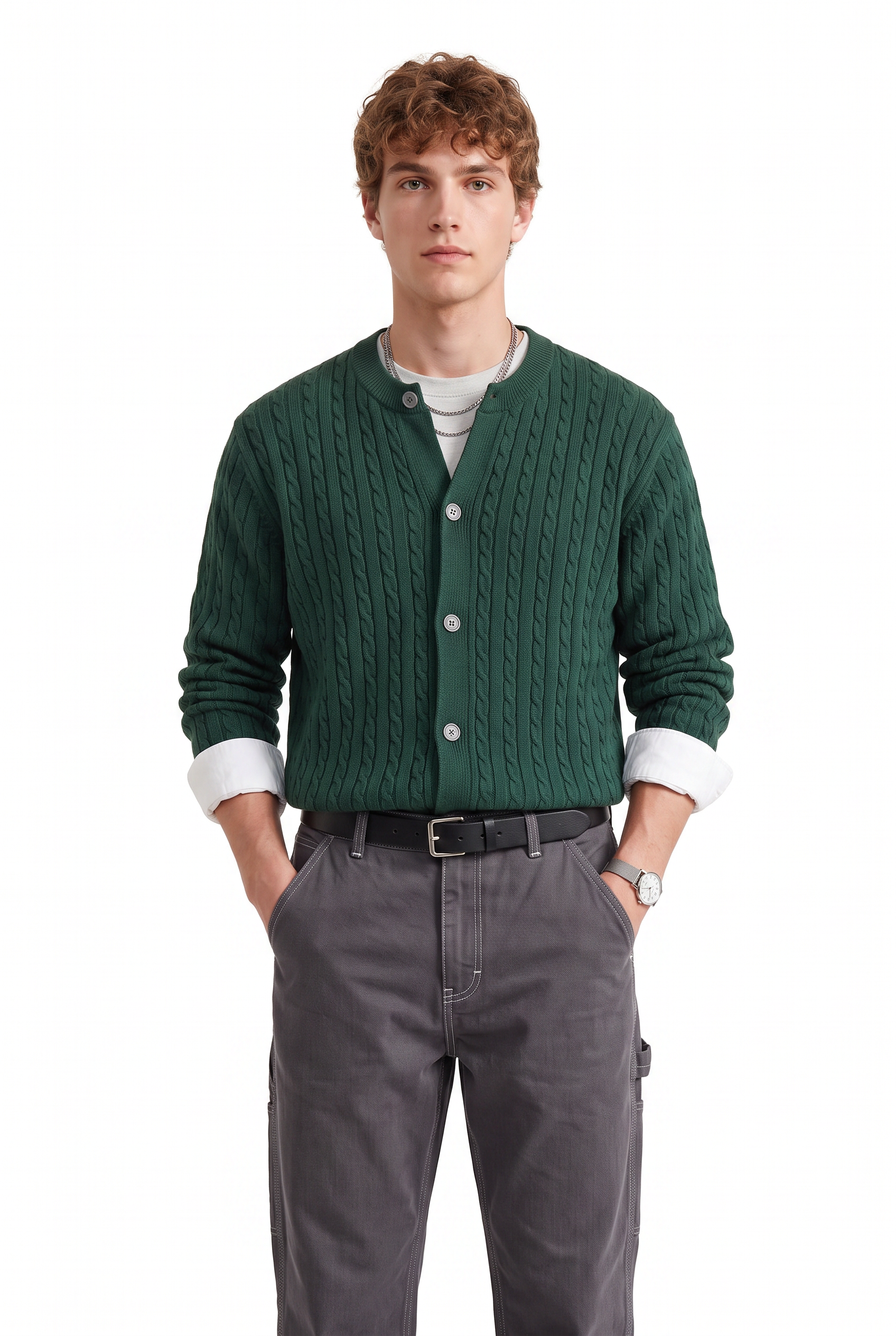 Olive Ribbed Crew Neck Sweater