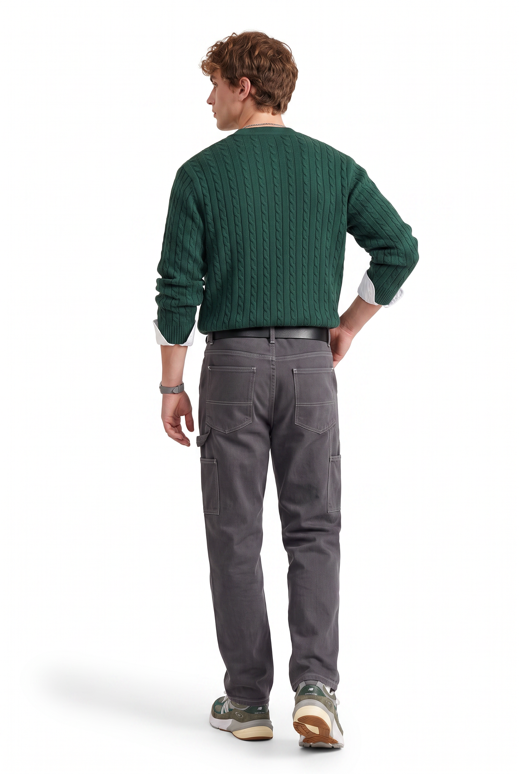 Olive Ribbed Crew Neck Sweater