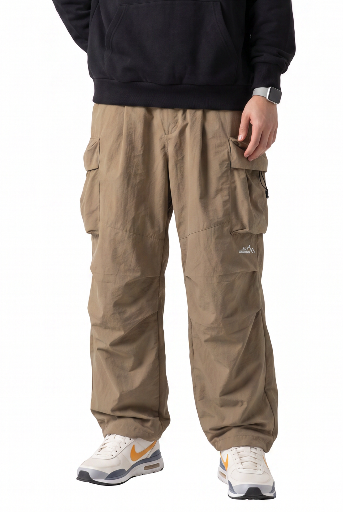 Relaxed Khaki Cargo Trousers