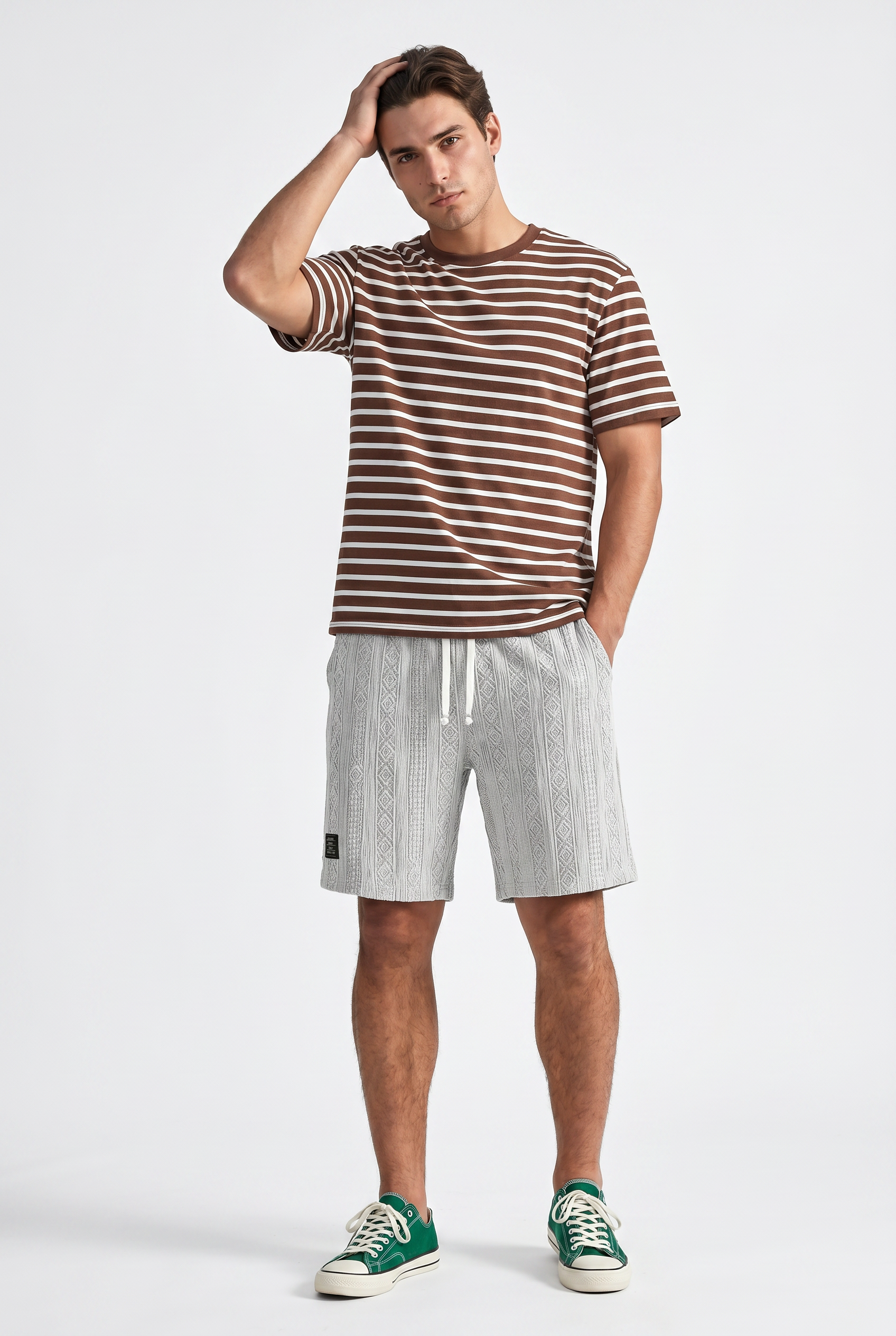 White Relaxed Drawstring Shorts