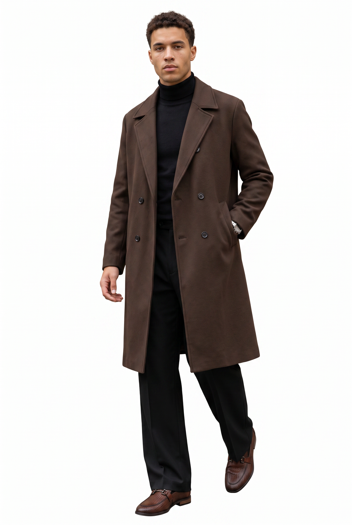 Double Breasted Brown Wool Coat