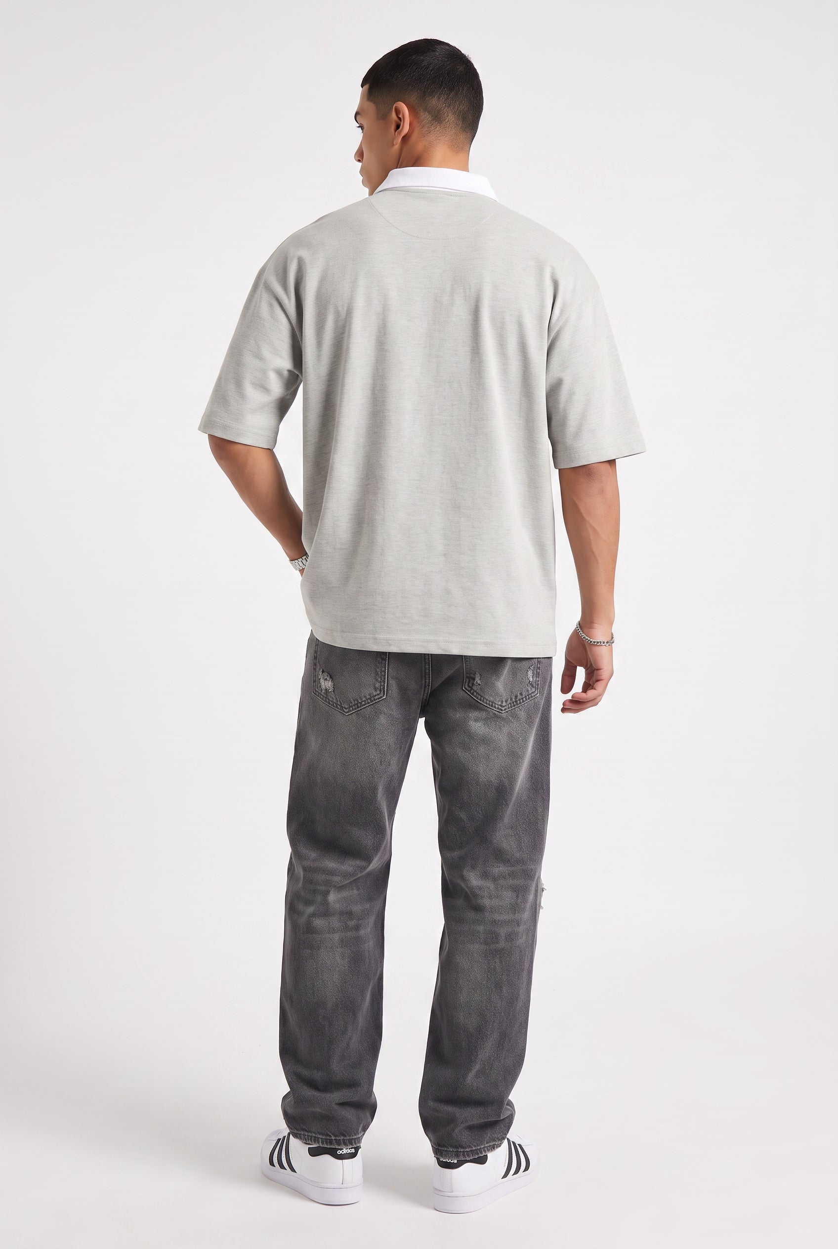 Grey Dropped Shoulder Oversized Tee