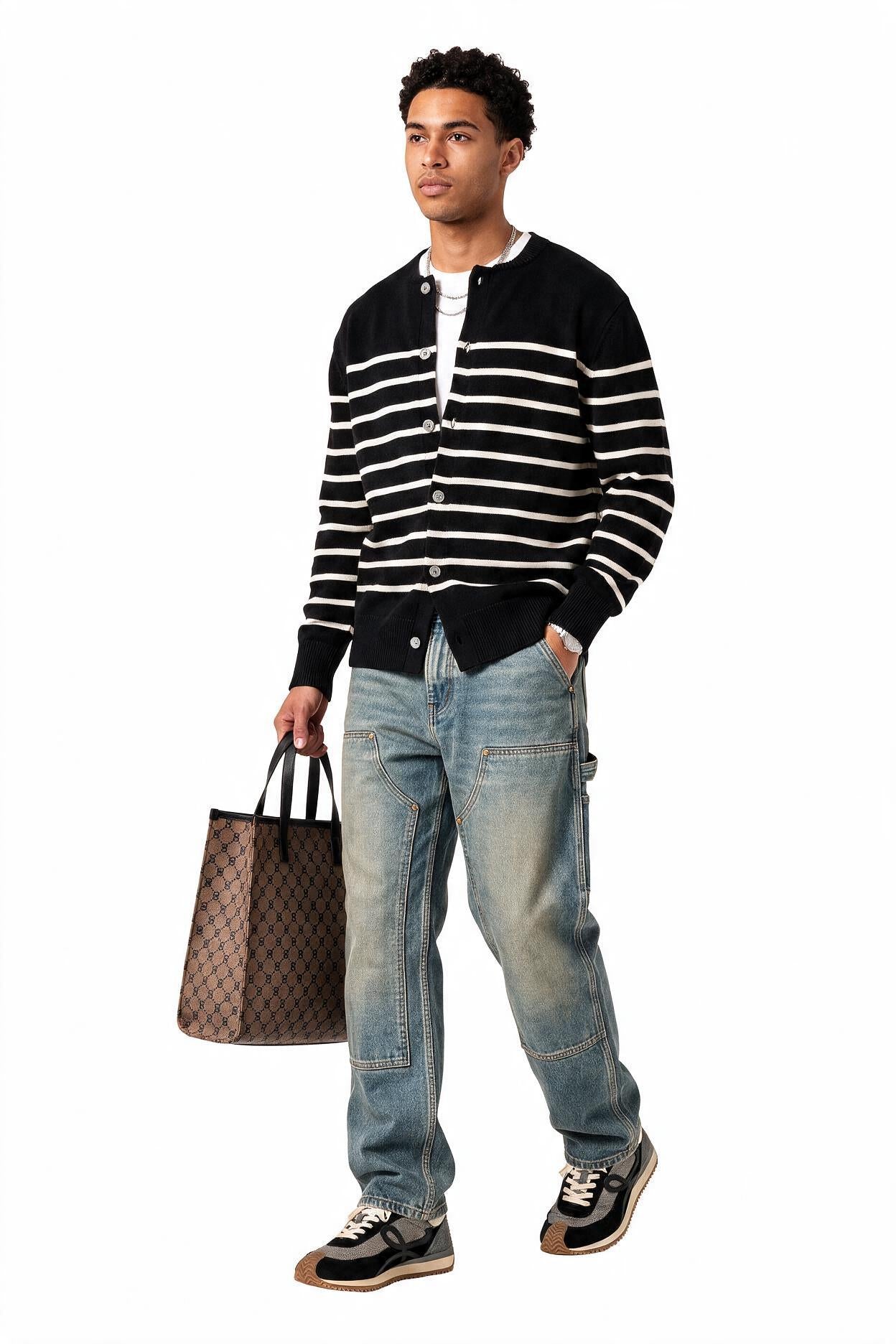 Black Ribbed Crew Neck Sweater