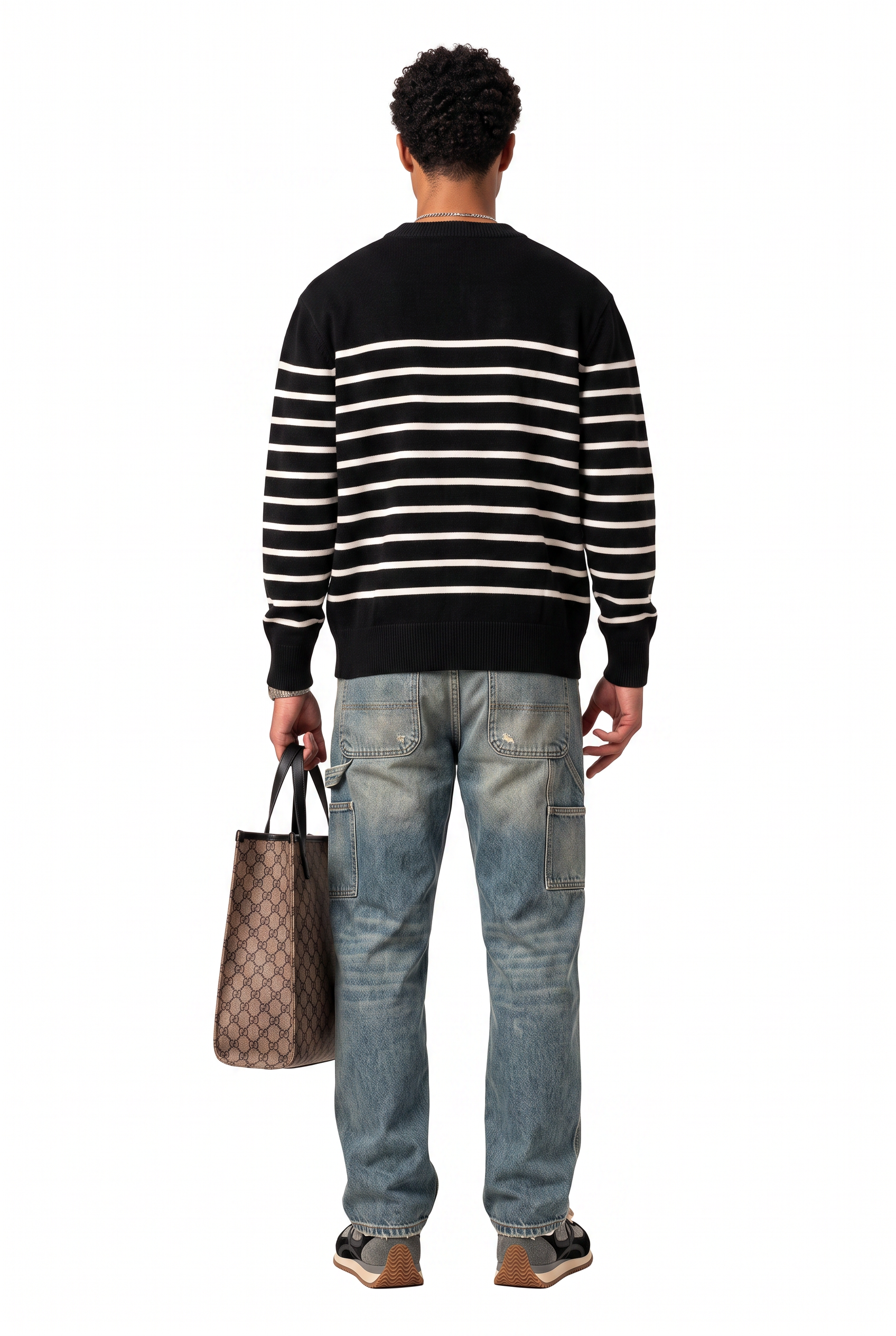 Black Ribbed Crew Neck Sweater