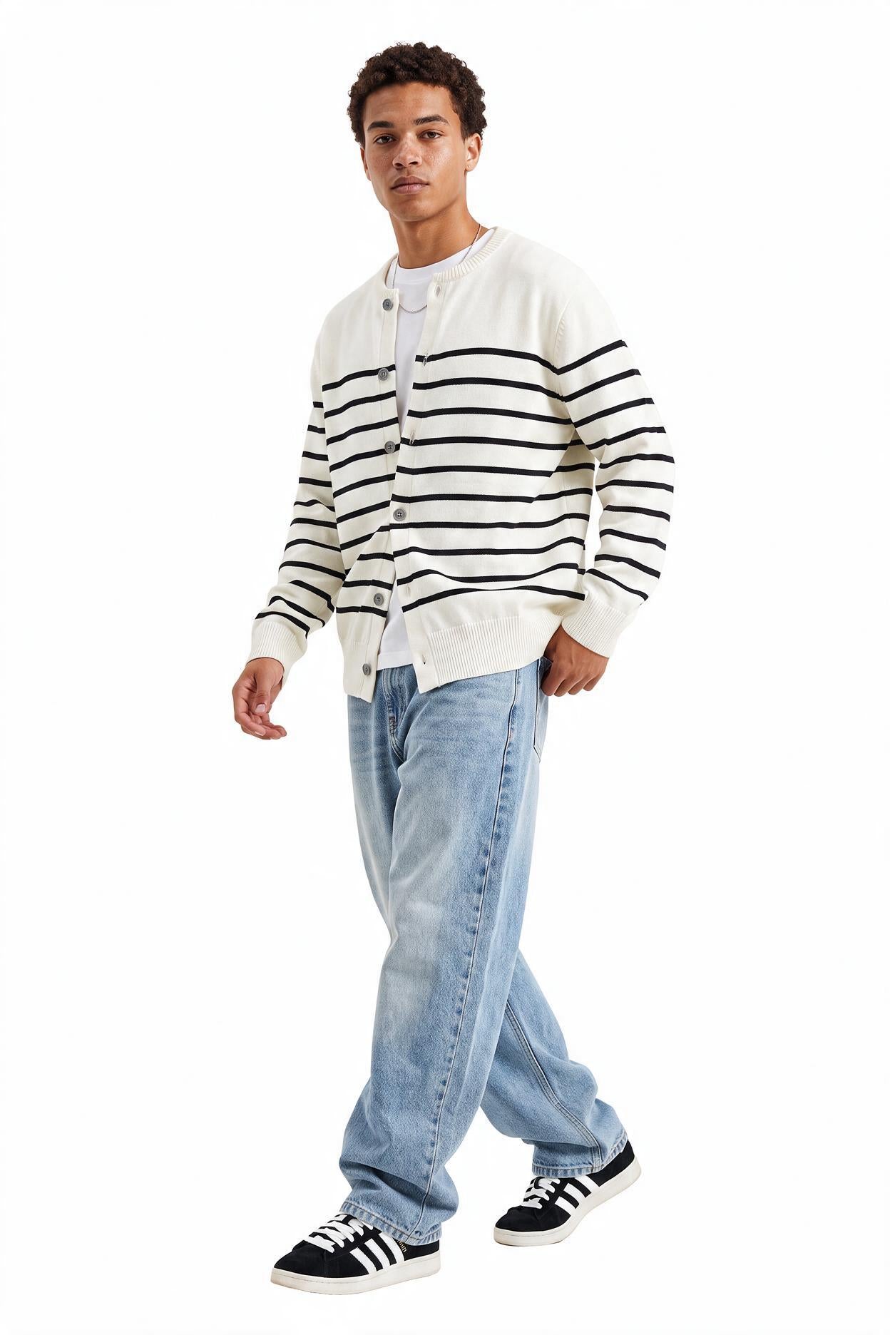 Cream Ribbed Crew Neck Sweater