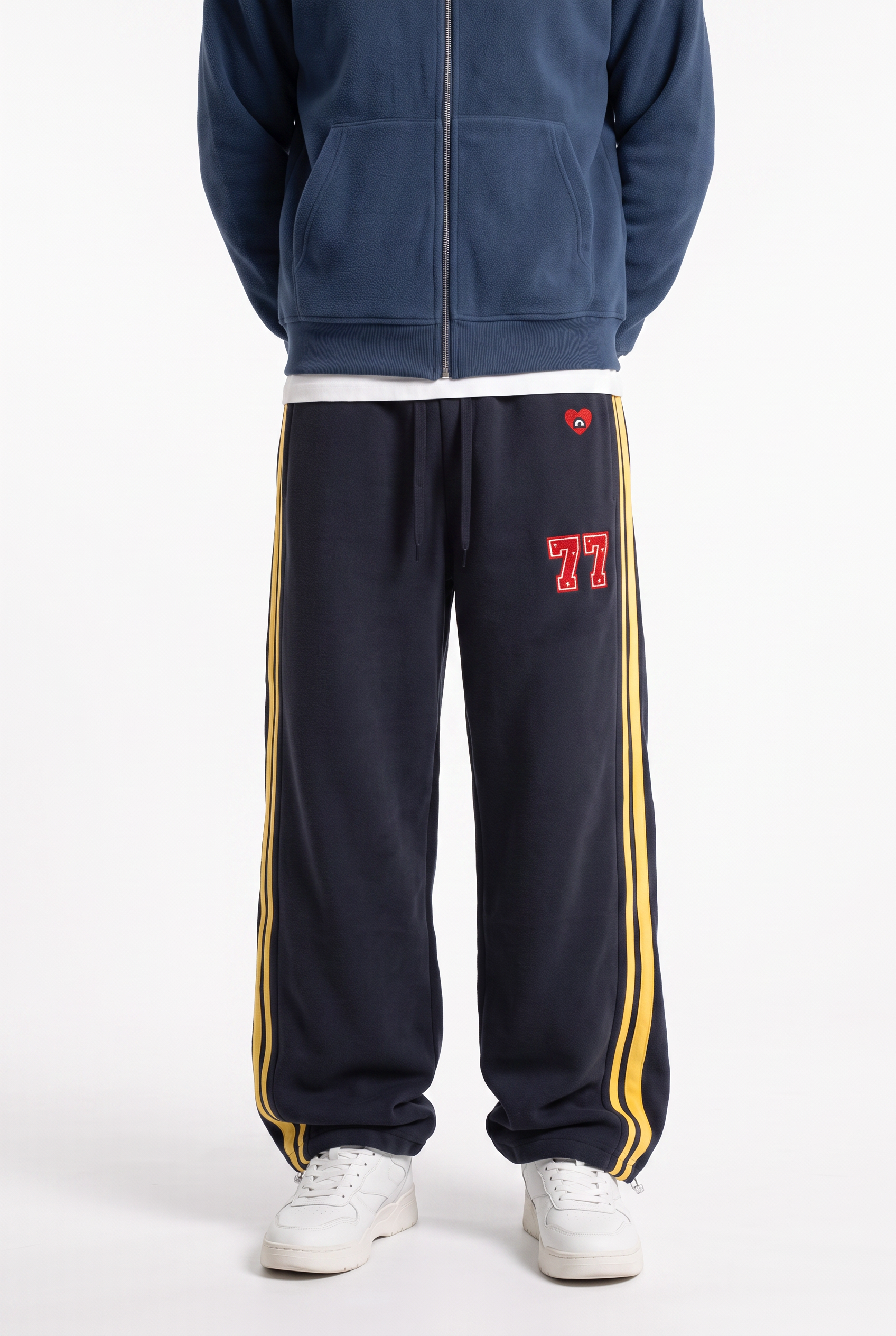 Steel Blue Drawstring Straight Casual Trousers