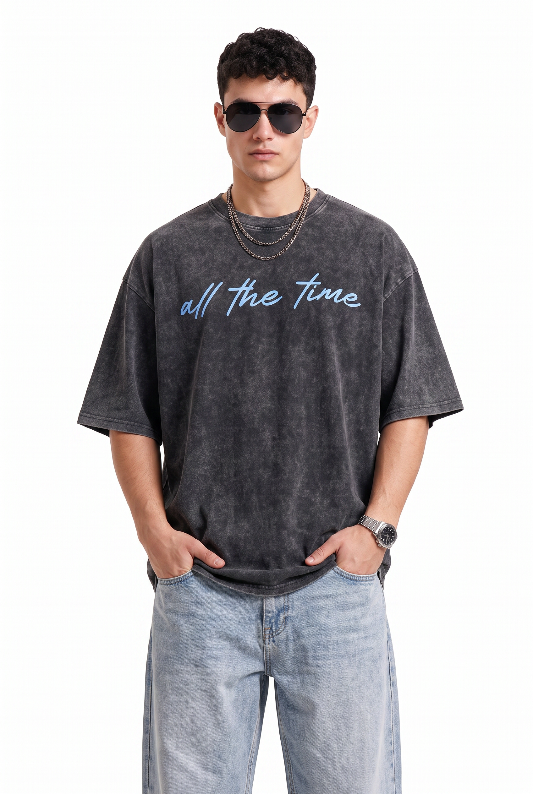 Black Dropped Shoulder Oversized Tee