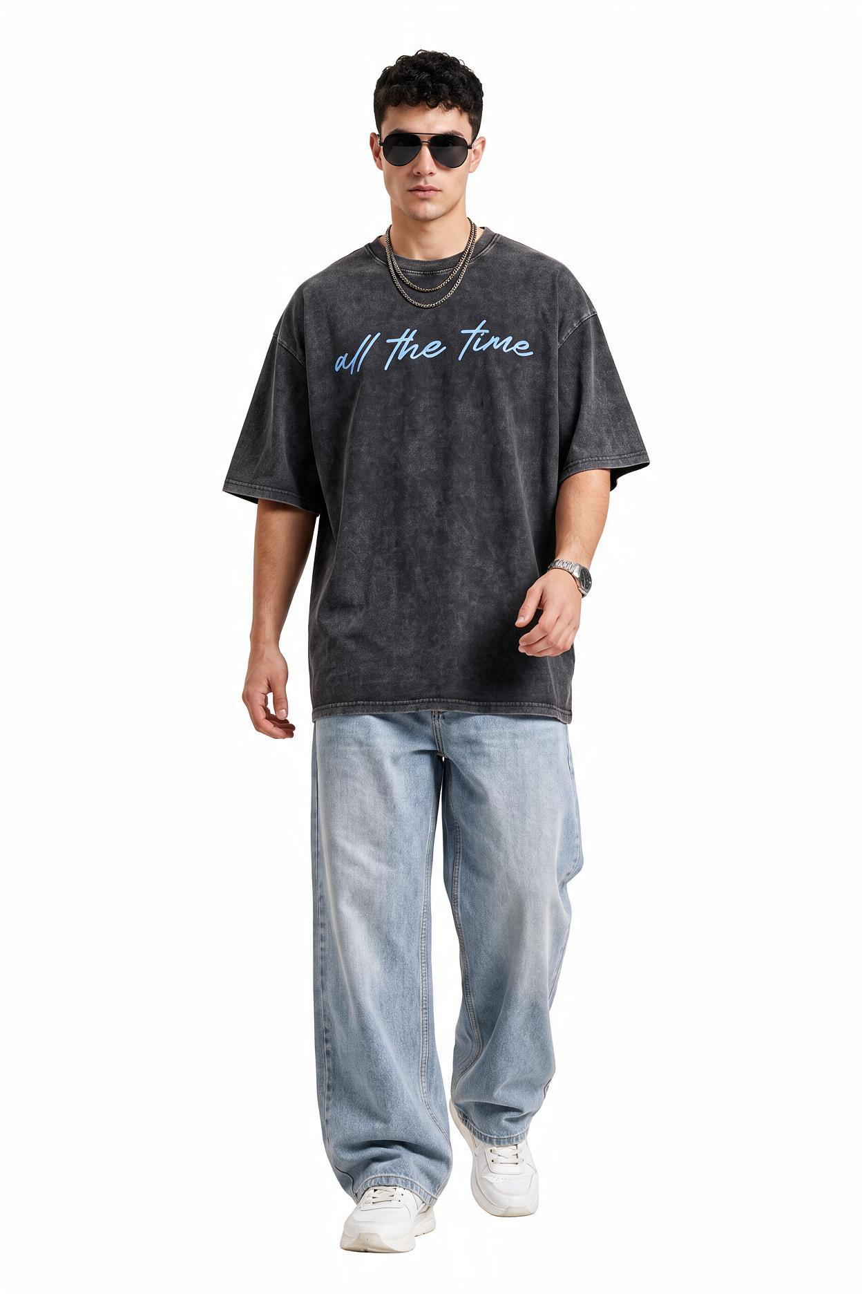 Black Dropped Shoulder Oversized Tee