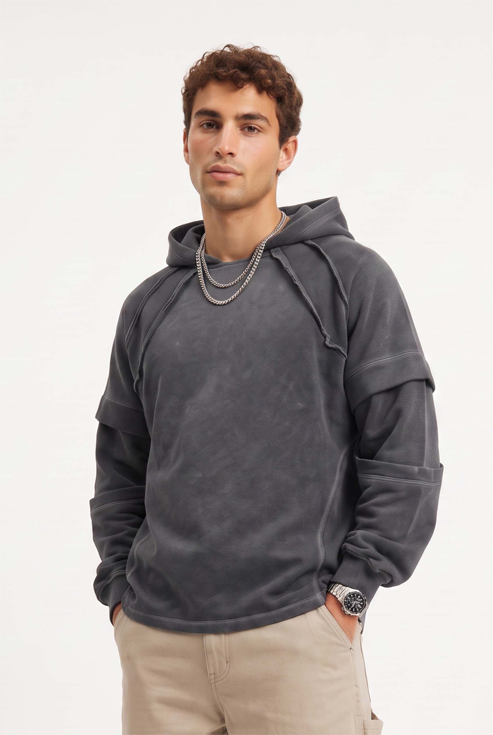 Black Oversized Drawstring Hoodie