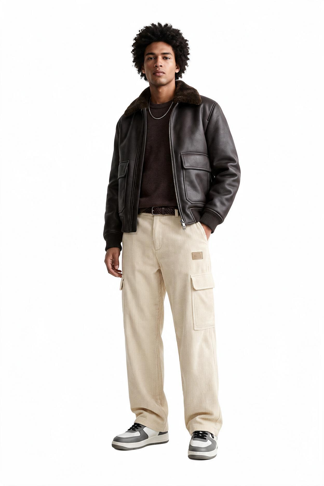 Black Zip-Up Mandarin Collar Jacket