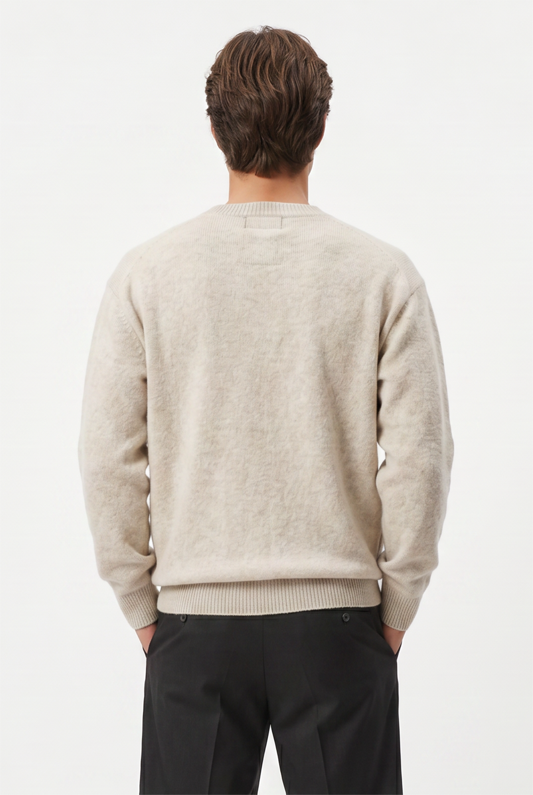 White Ribbed Relaxed Sweater