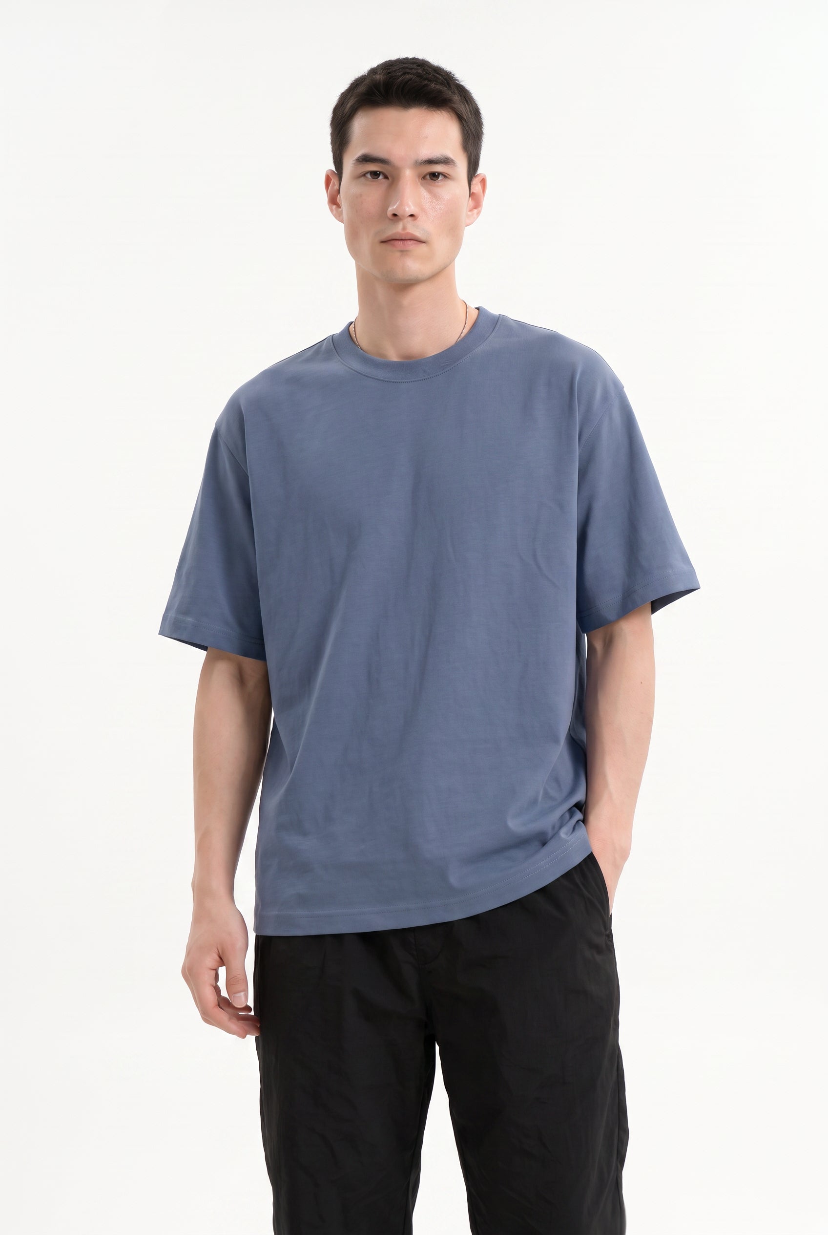 Blue Chest Pocket Crew Neck Tee