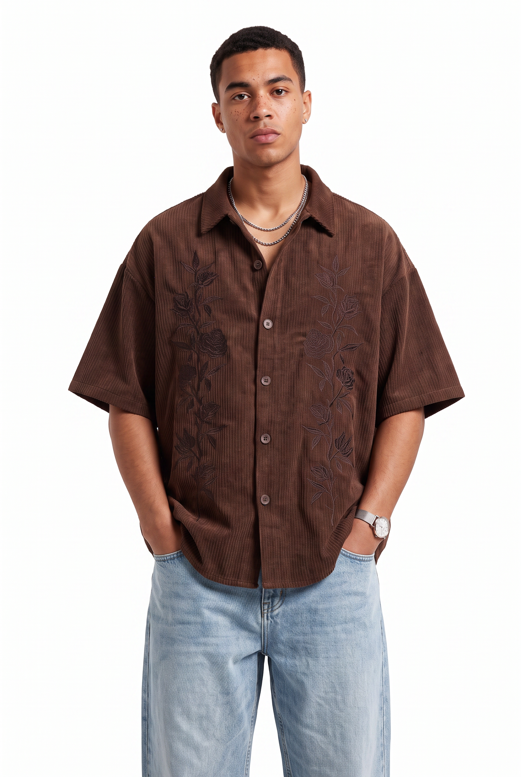 Brown Chest Pocket Casual Shirt