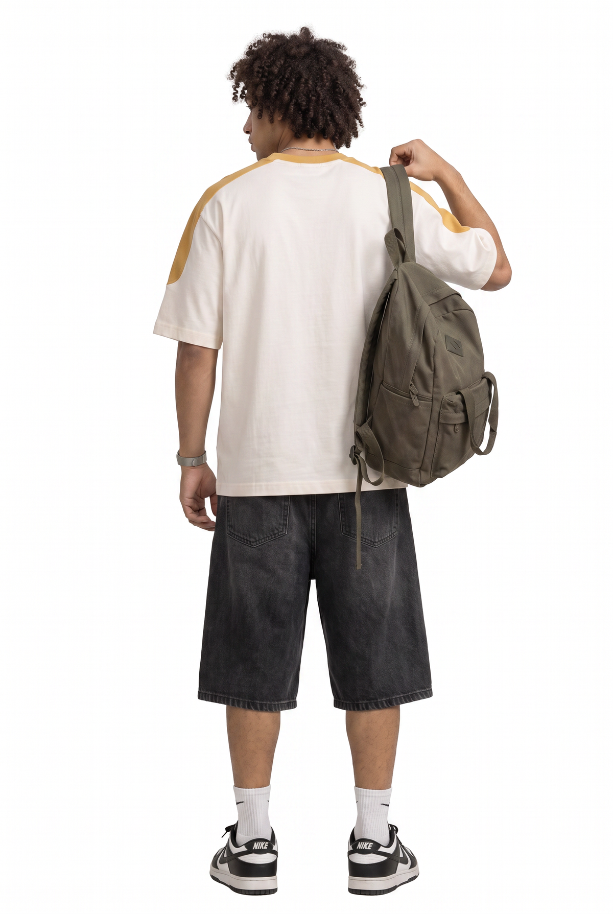 Cream Oversized Contrast Panel Tee