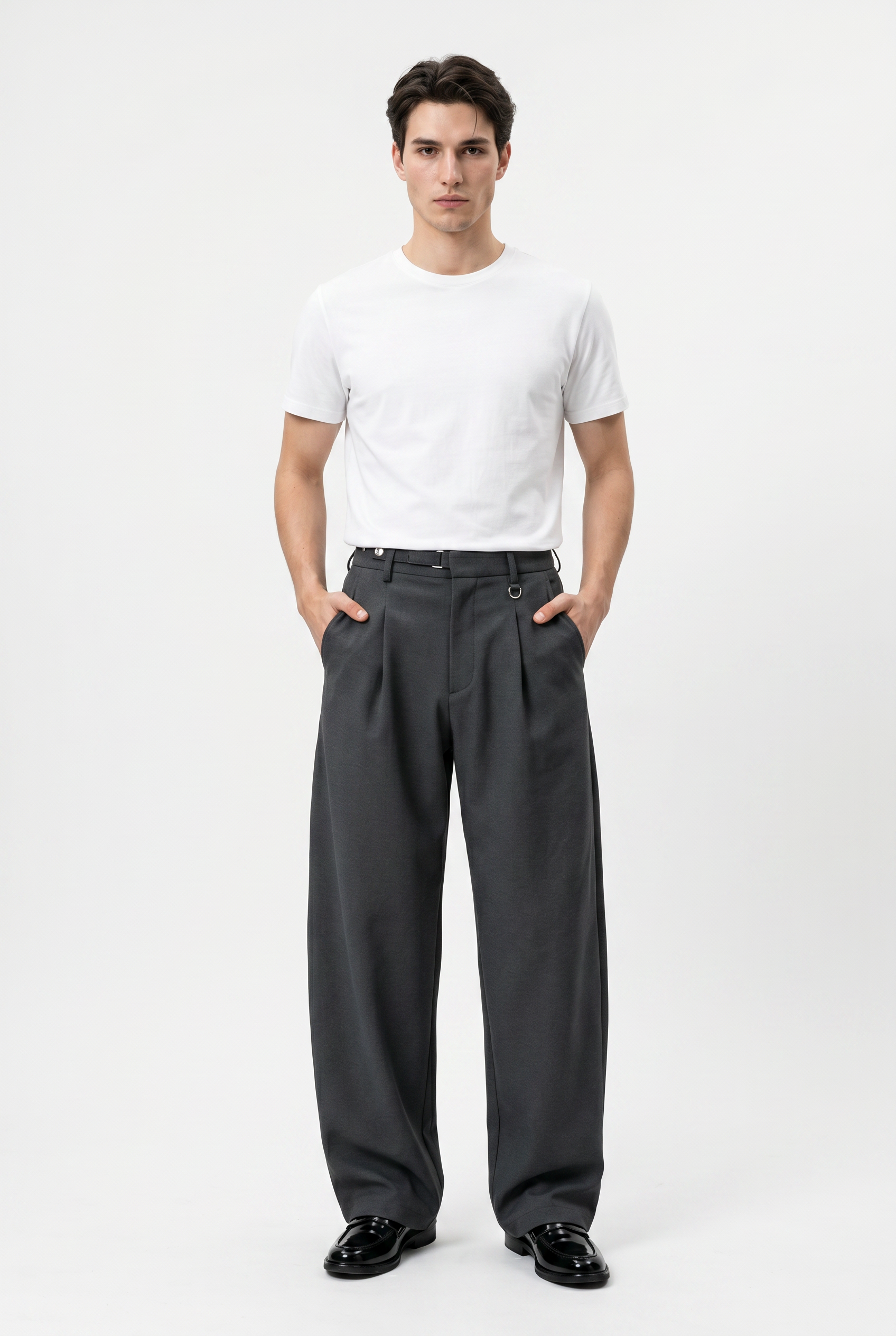 Grey Relaxed Tapered Casual Trouser