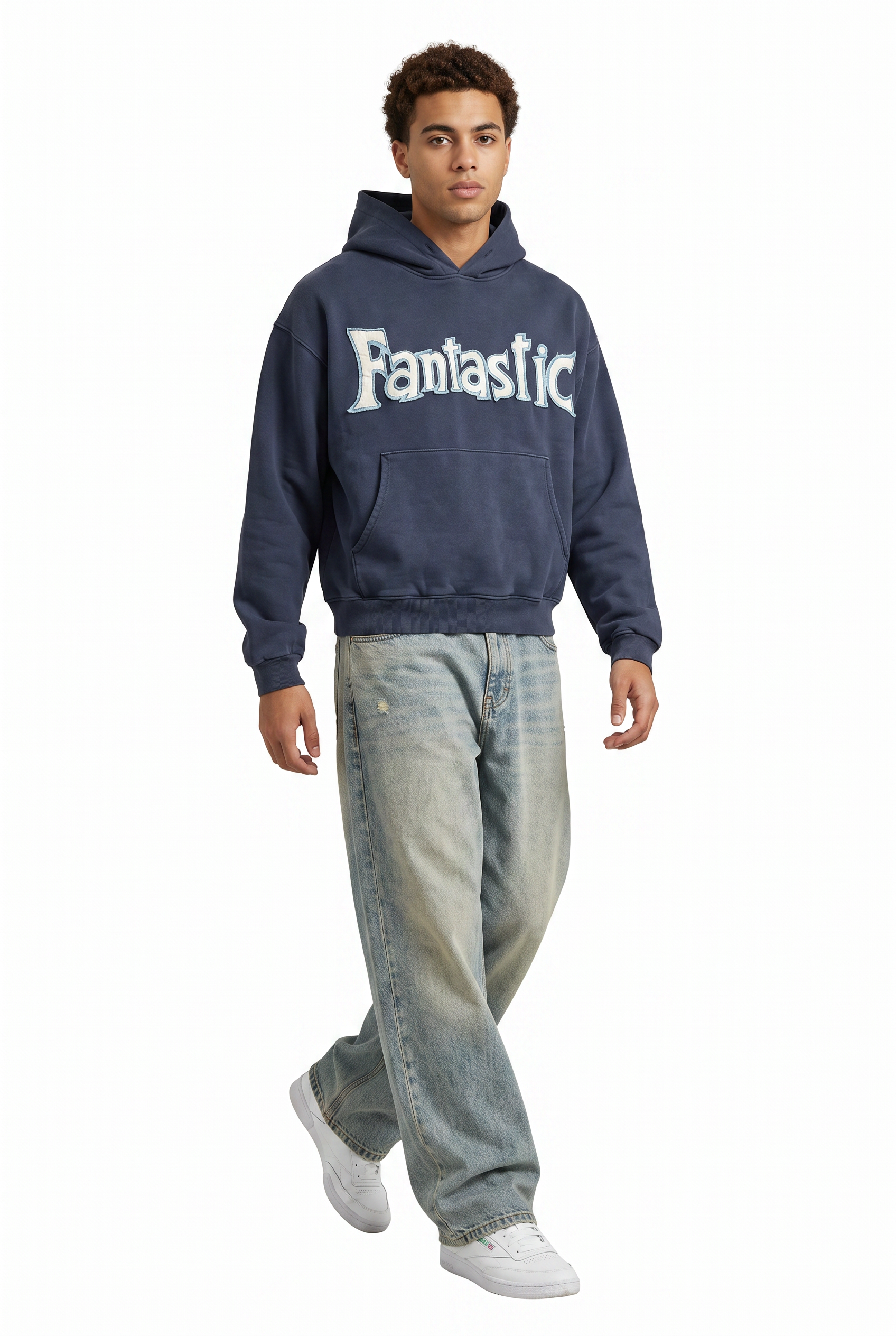 Steel Blue Oversized Drawstring Hoodie