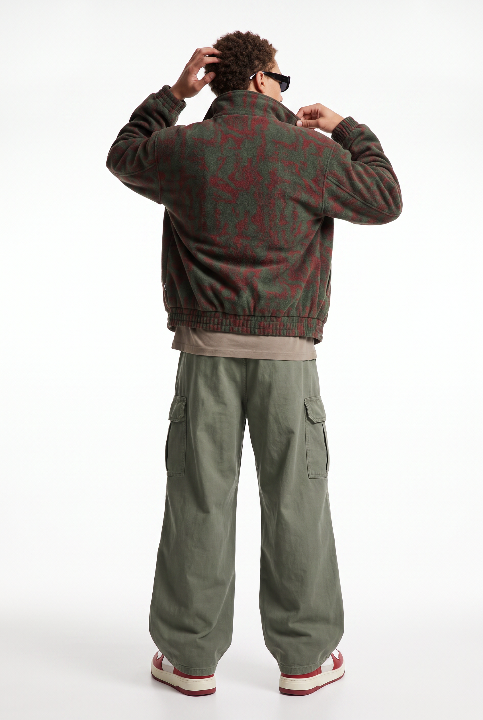 Olive Drawstring Straight Casual Trousers