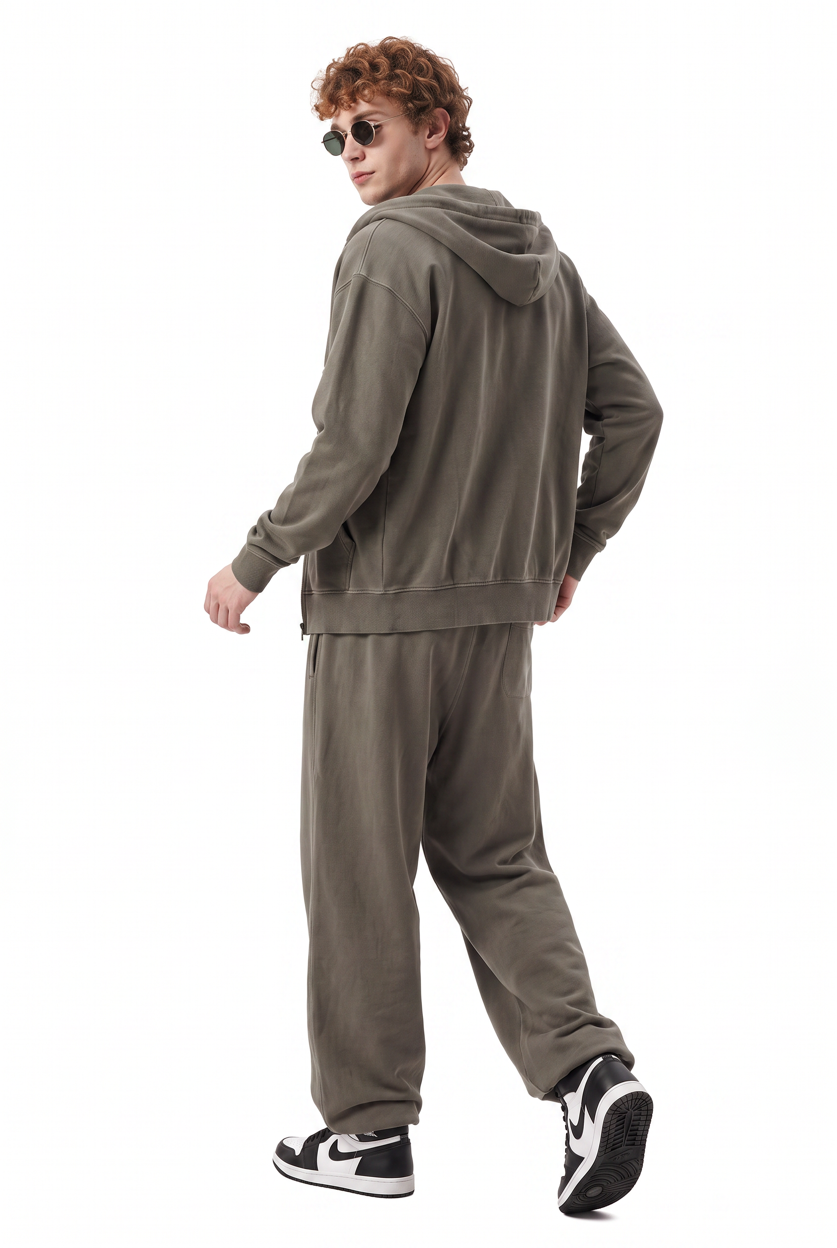Olive Drawstring Straight Casual Trousers