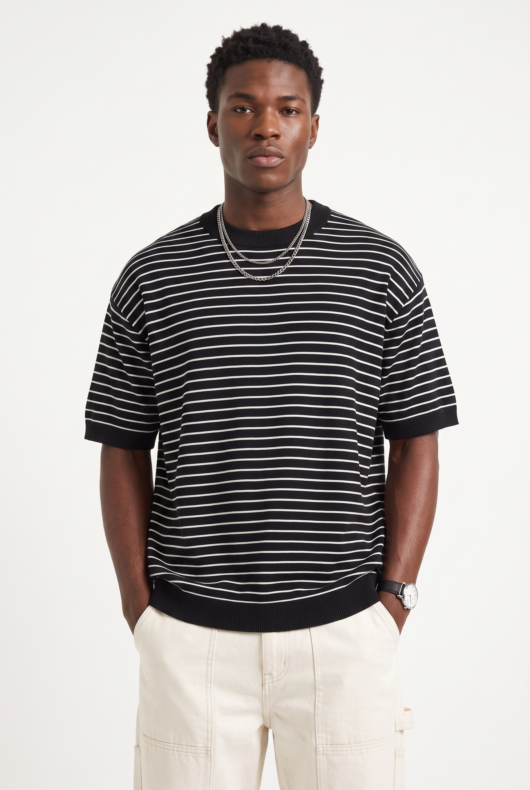 Black Oversized Crew Neck Tee