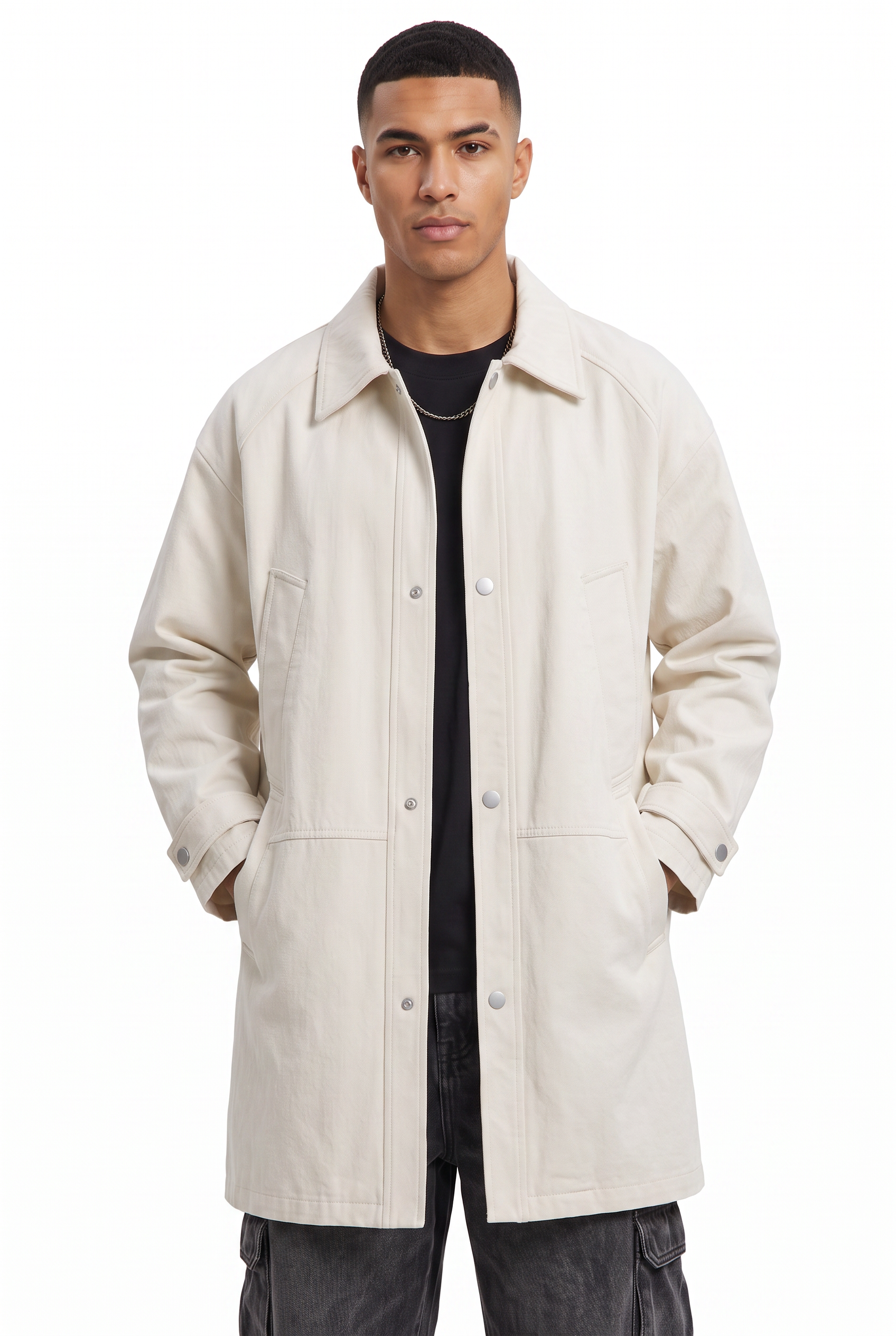 White Single-Button Slim Blazer