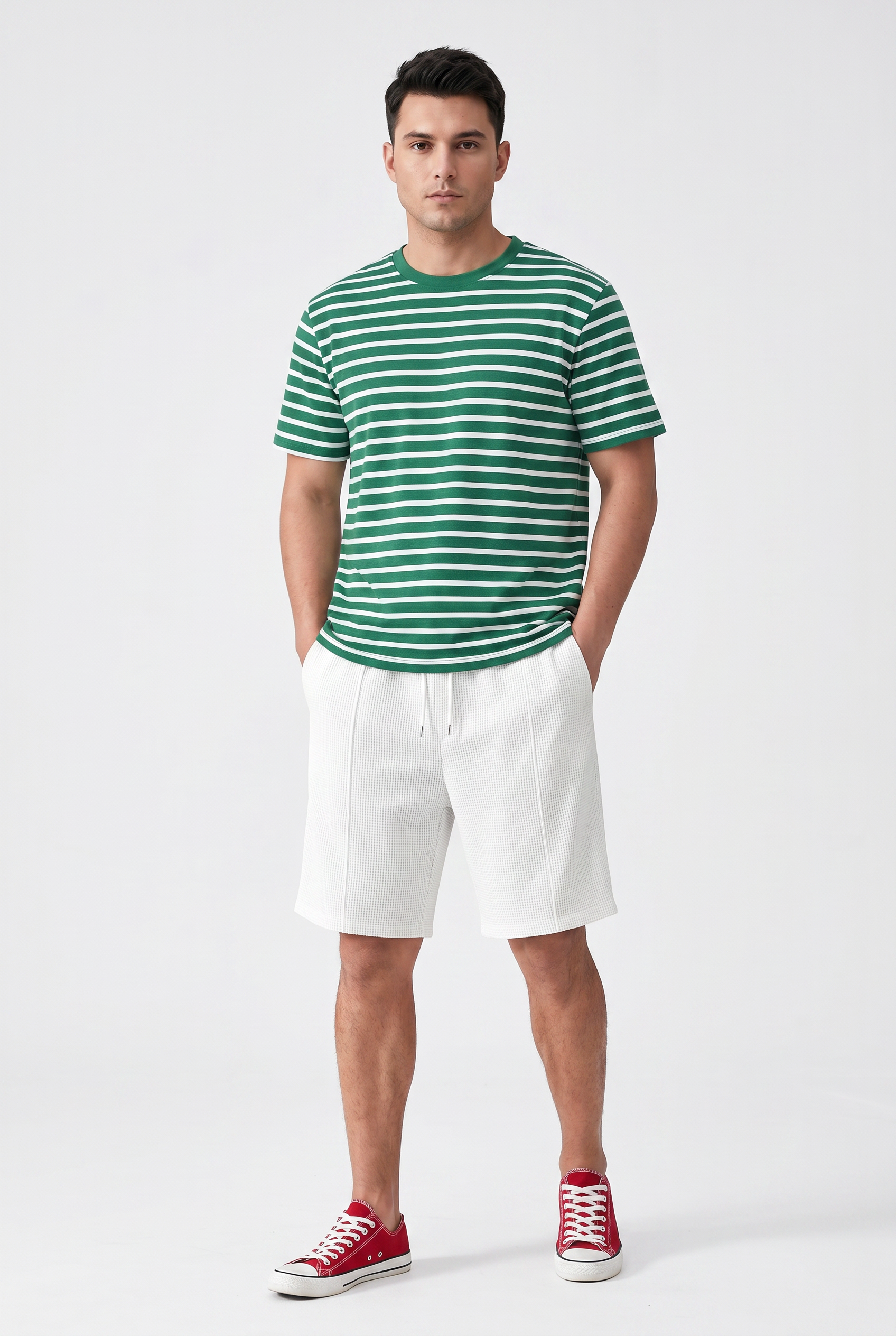 White Relaxed Drawstring Shorts