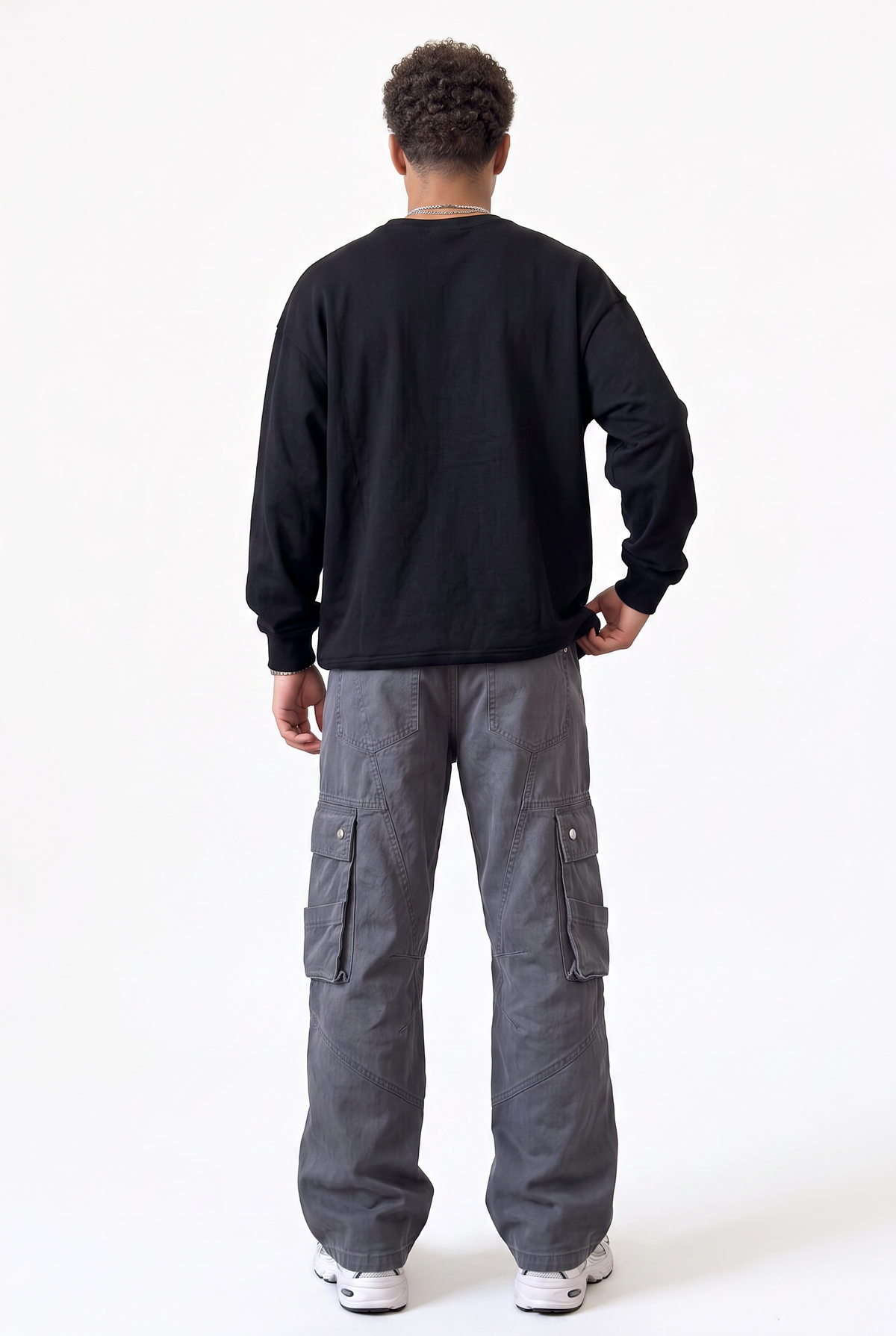 Washed Grey Cargo Trousers