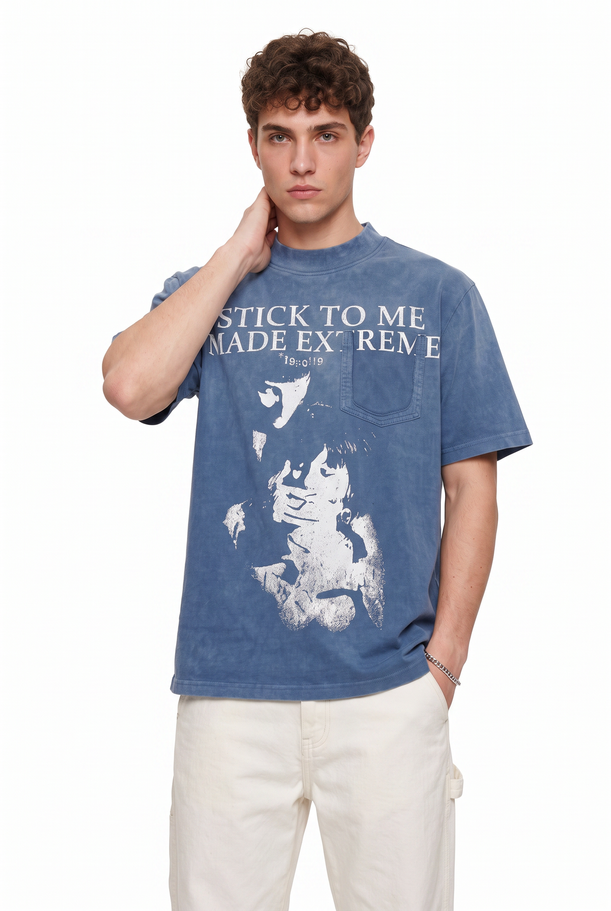 Acid Washed Blue Graphic T-Shirt