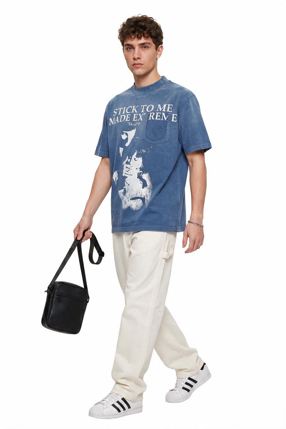 Acid Washed Blue Graphic T-Shirt
