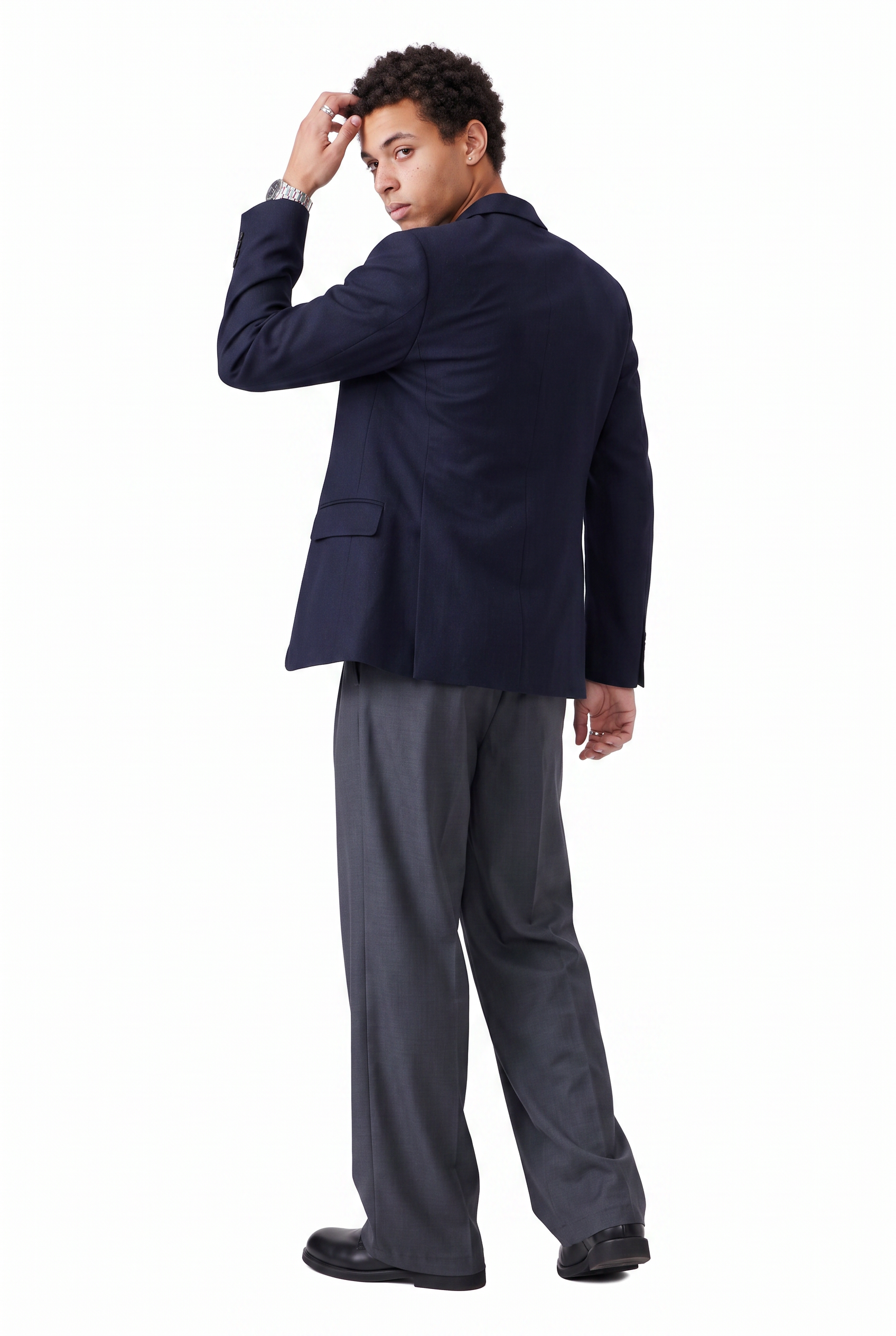 Grey Flat-Front Slim Formal Trousers