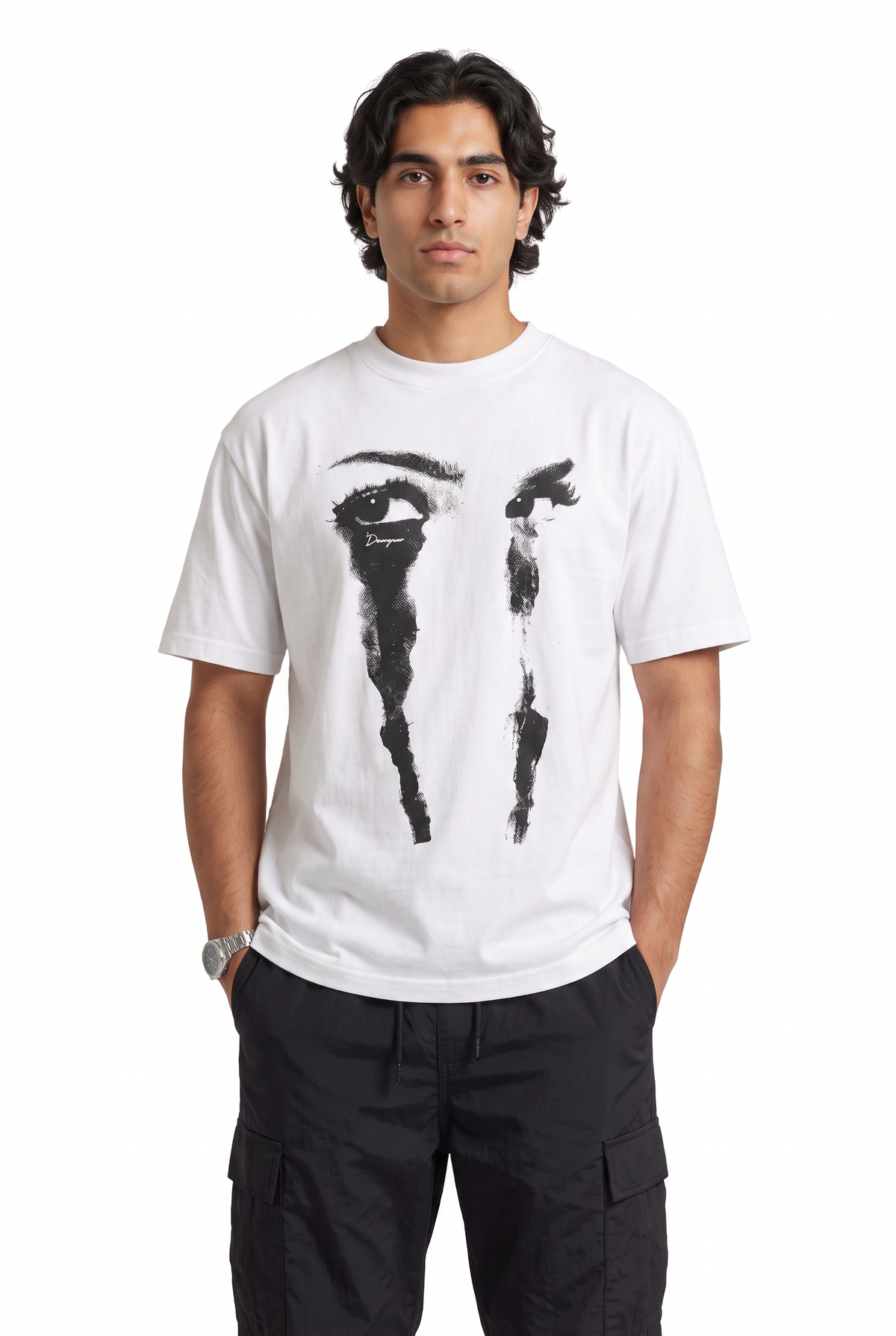 Oversized White Graphic Print T-Shirt