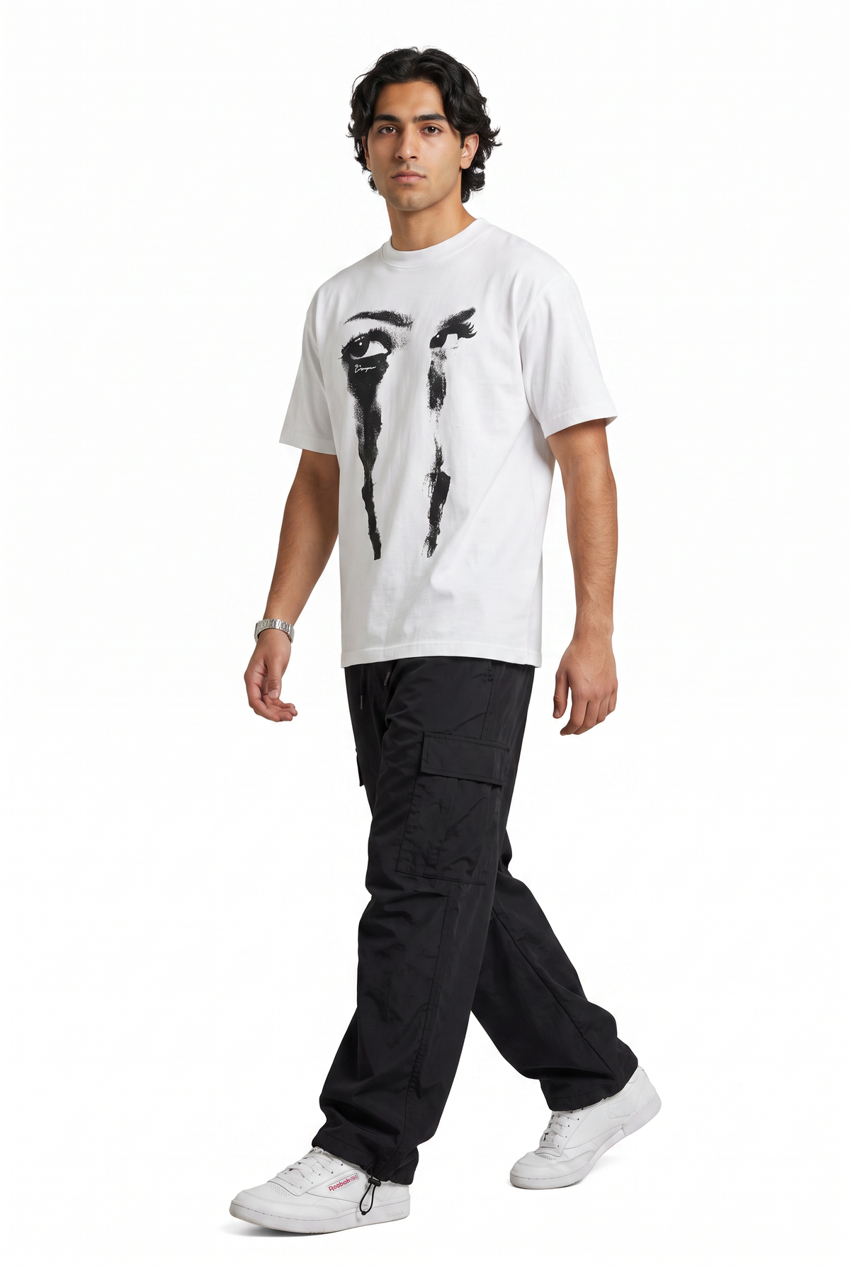 Oversized White Graphic Print T-Shirt