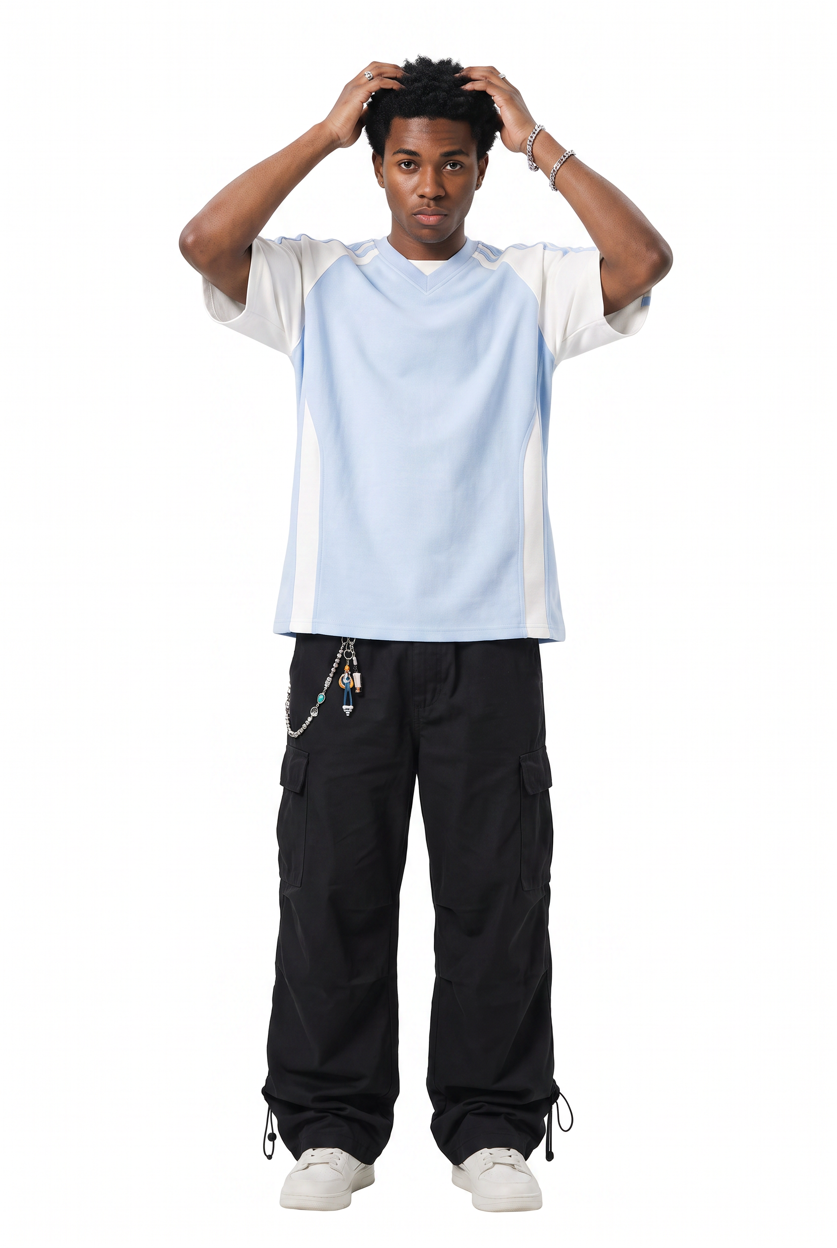 Sky Blue Chest Pocket Crew Tee