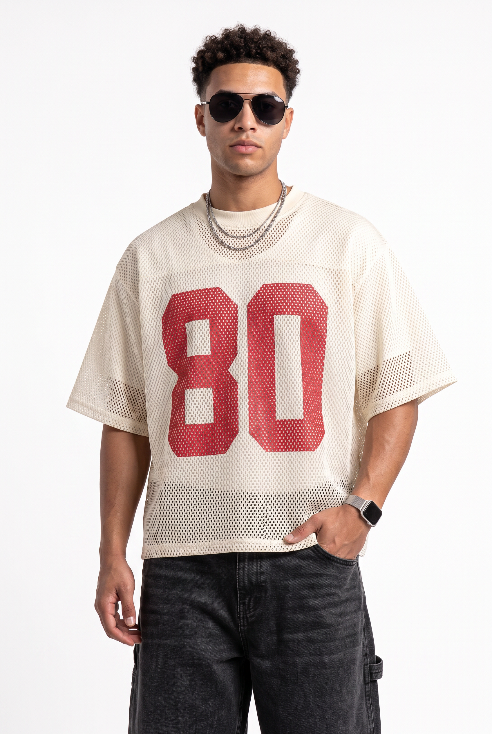 Cream Oversized Crew Neck Tee