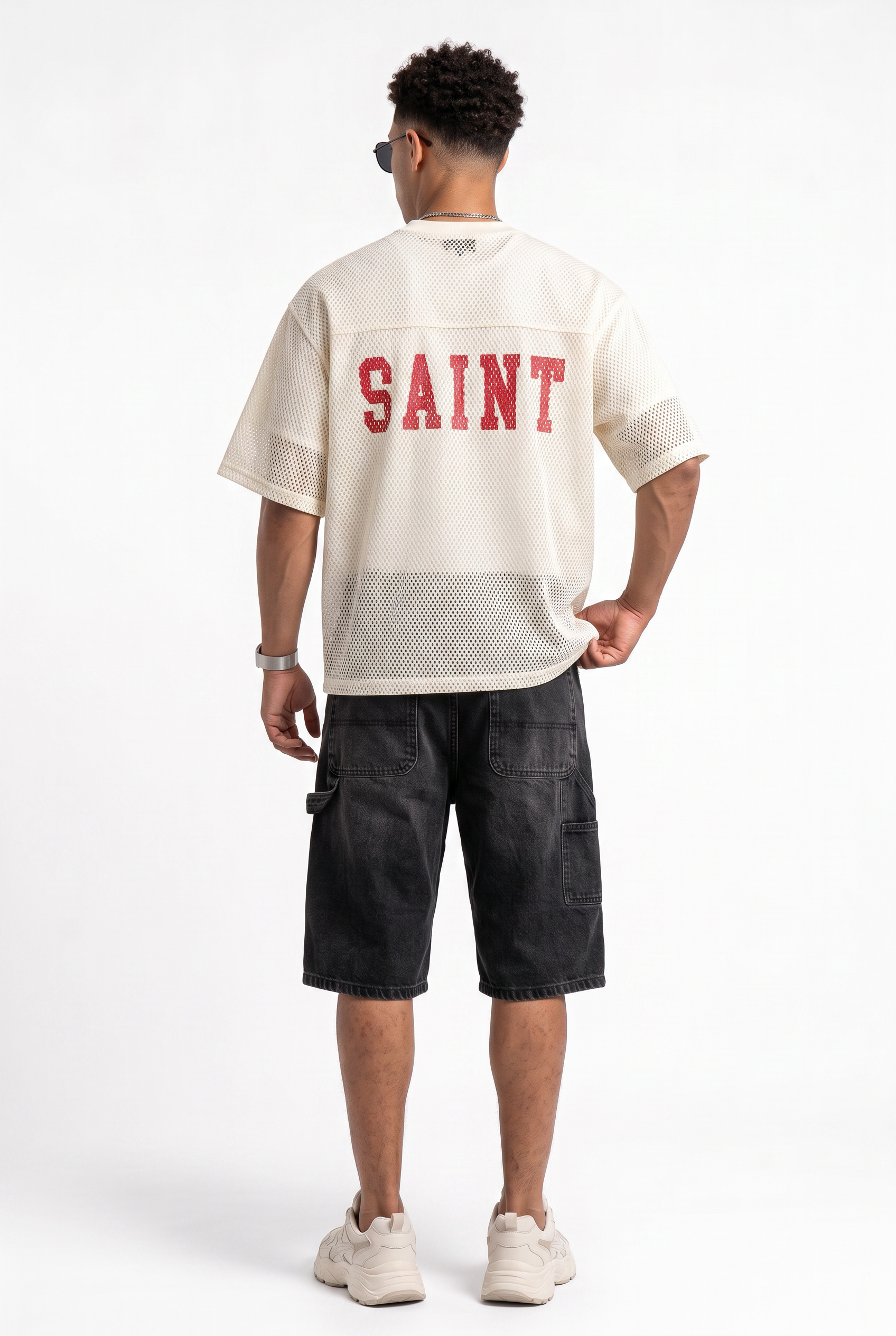 Cream Oversized Crew Neck Tee