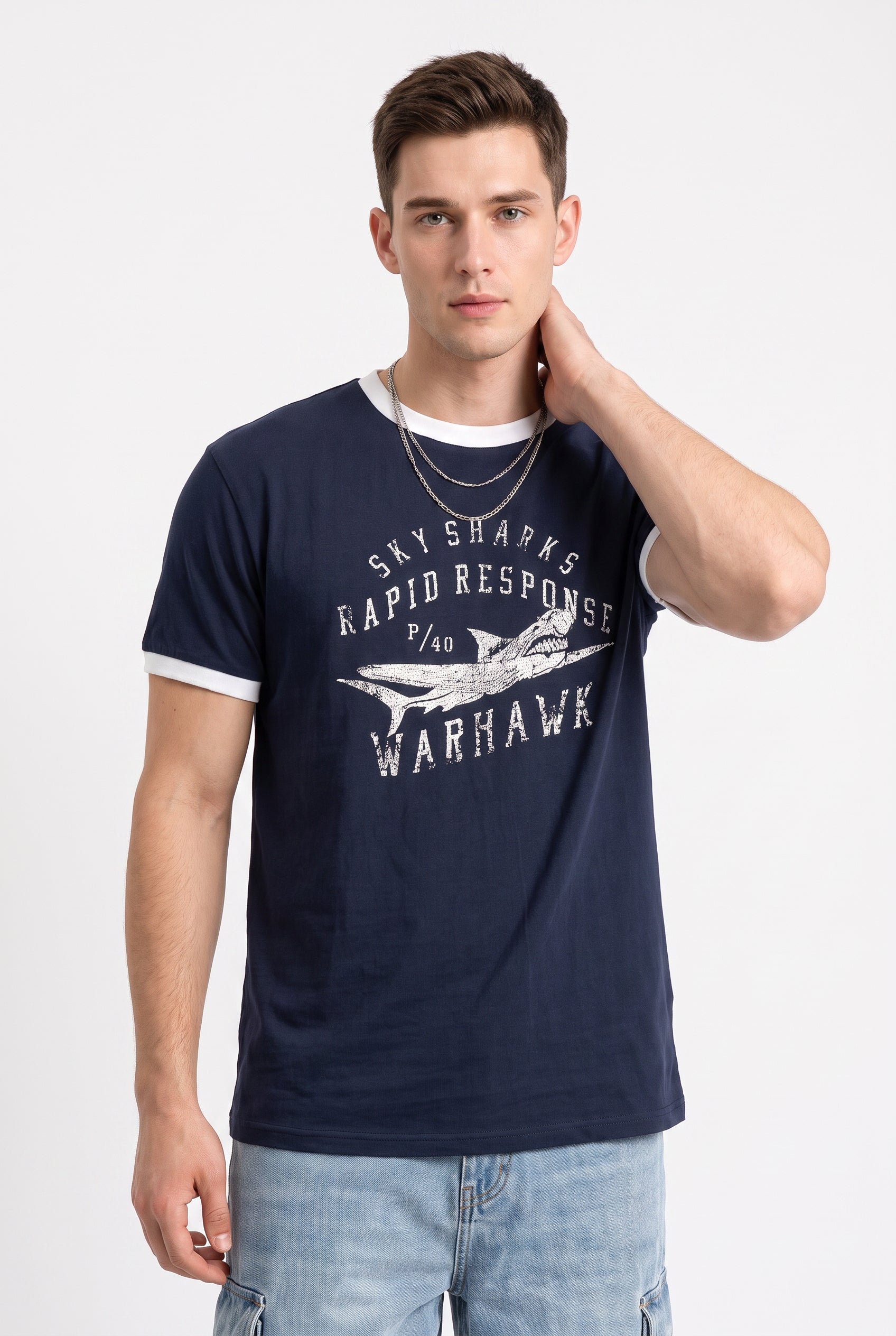 Steel Blue Chest Pocket T-Shirt