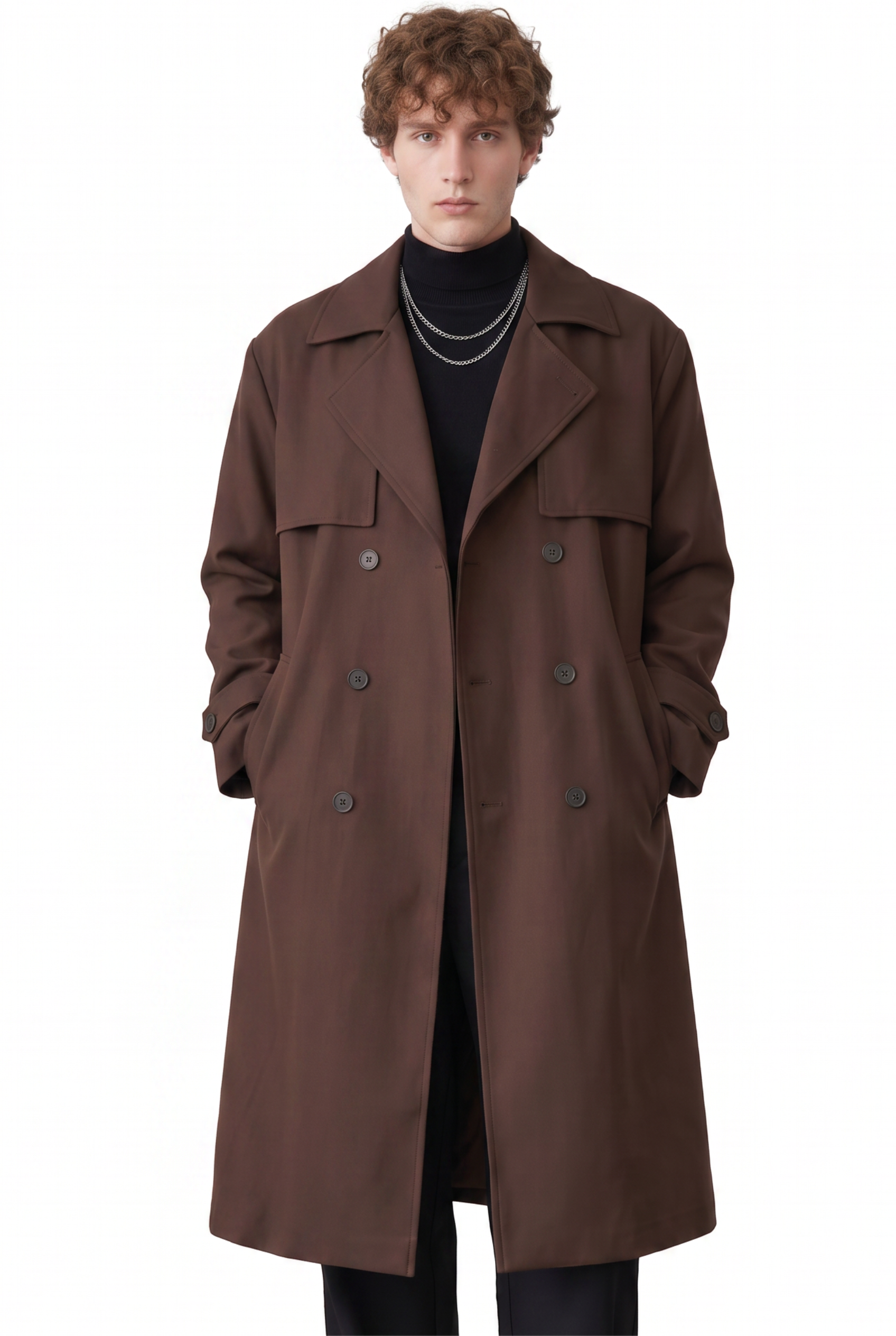 Brown Single-Button Structured Blazer