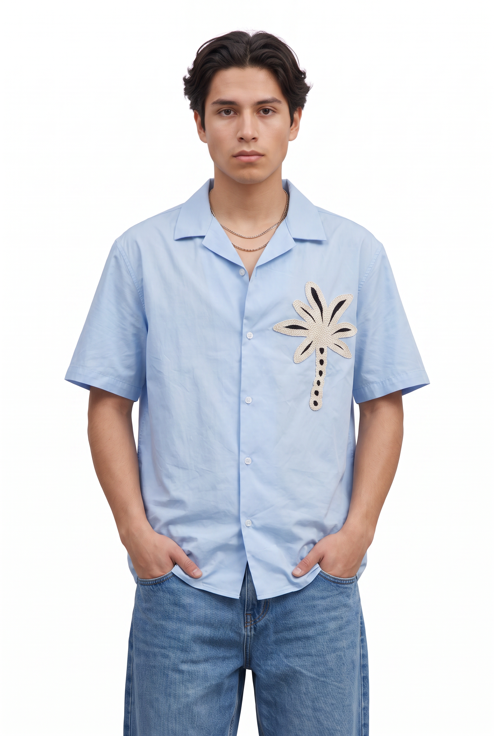 Sky Blue Chest Pocket Casual Shirt