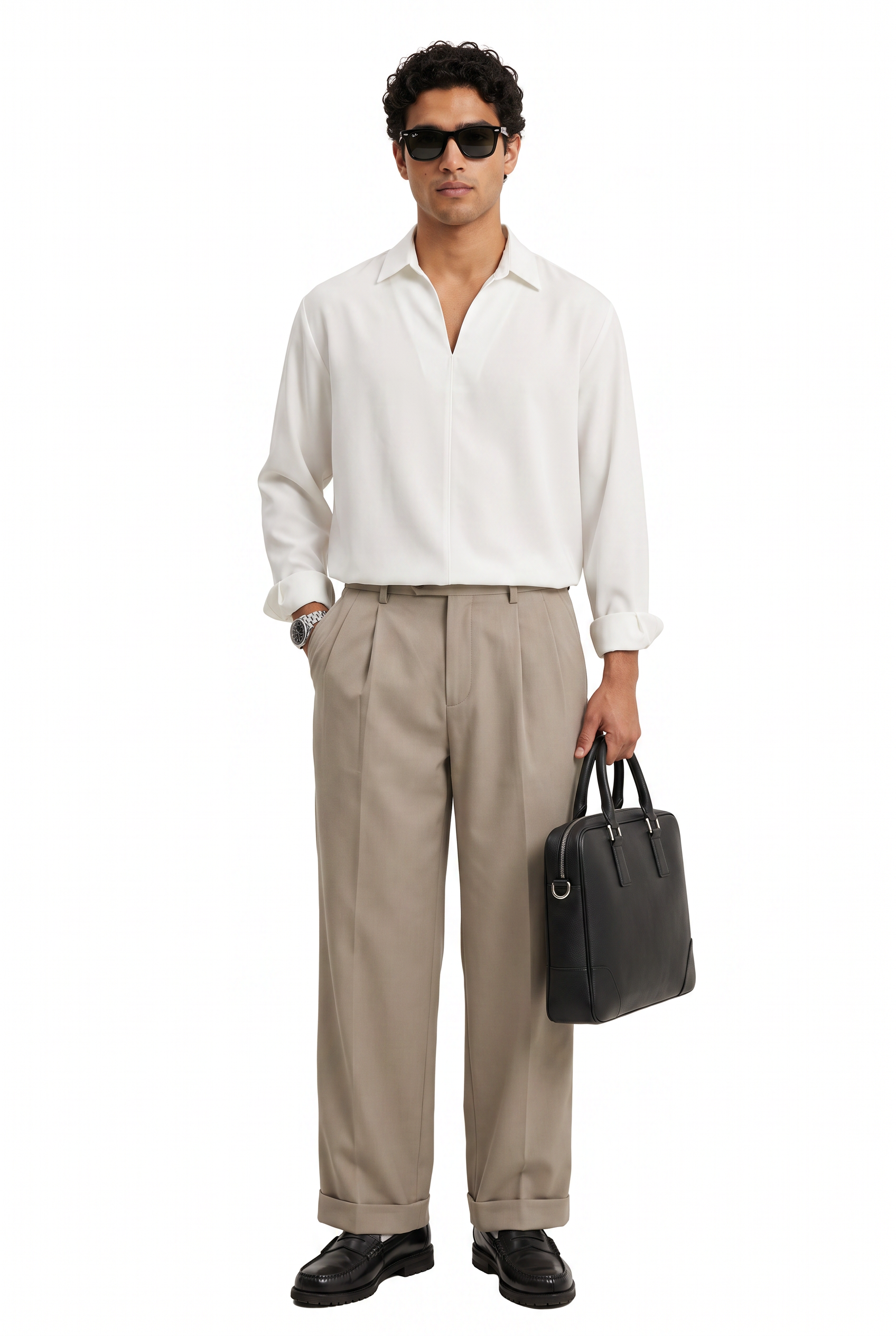 White Chest Pocket Casual Shirt