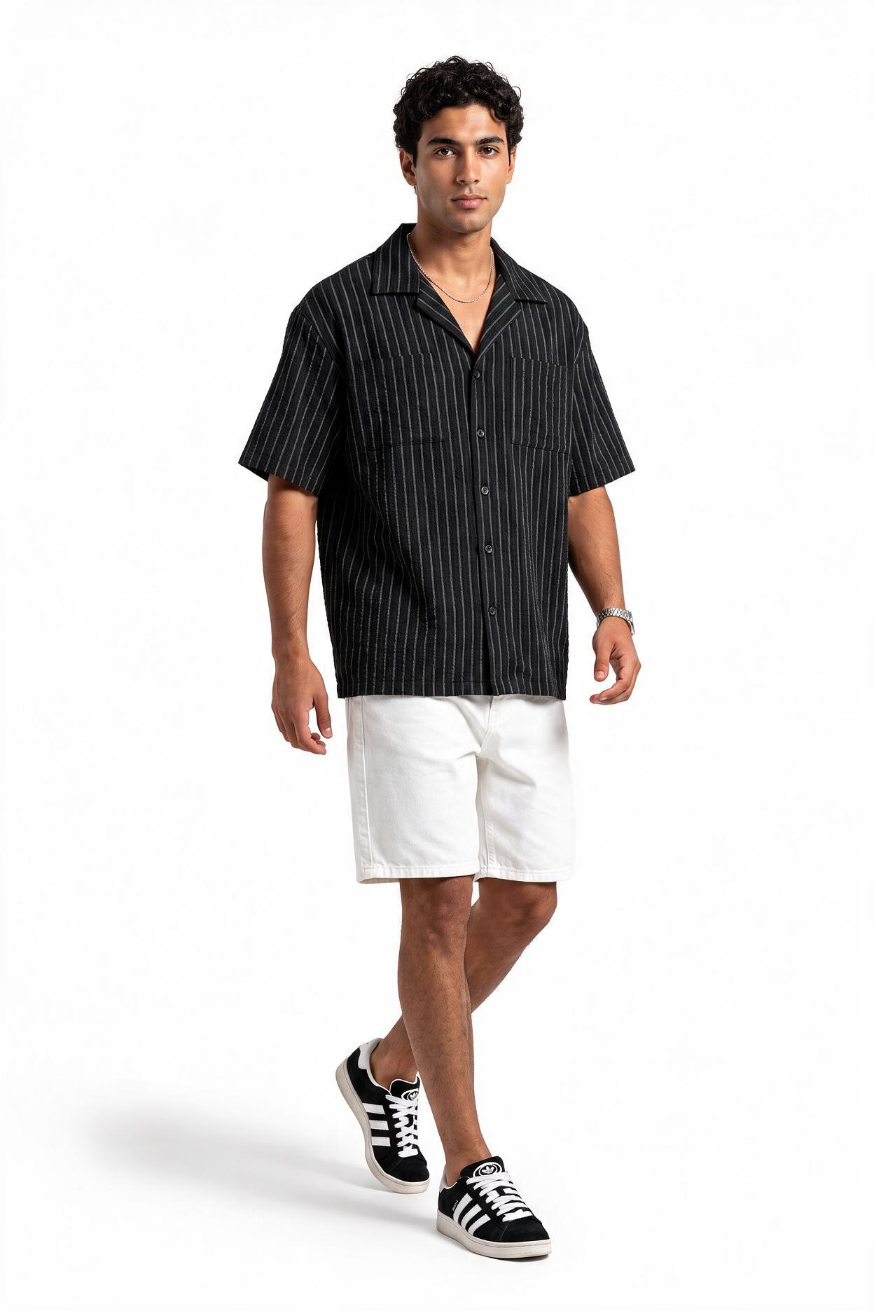 Black Chest Pocket Casual Shirt