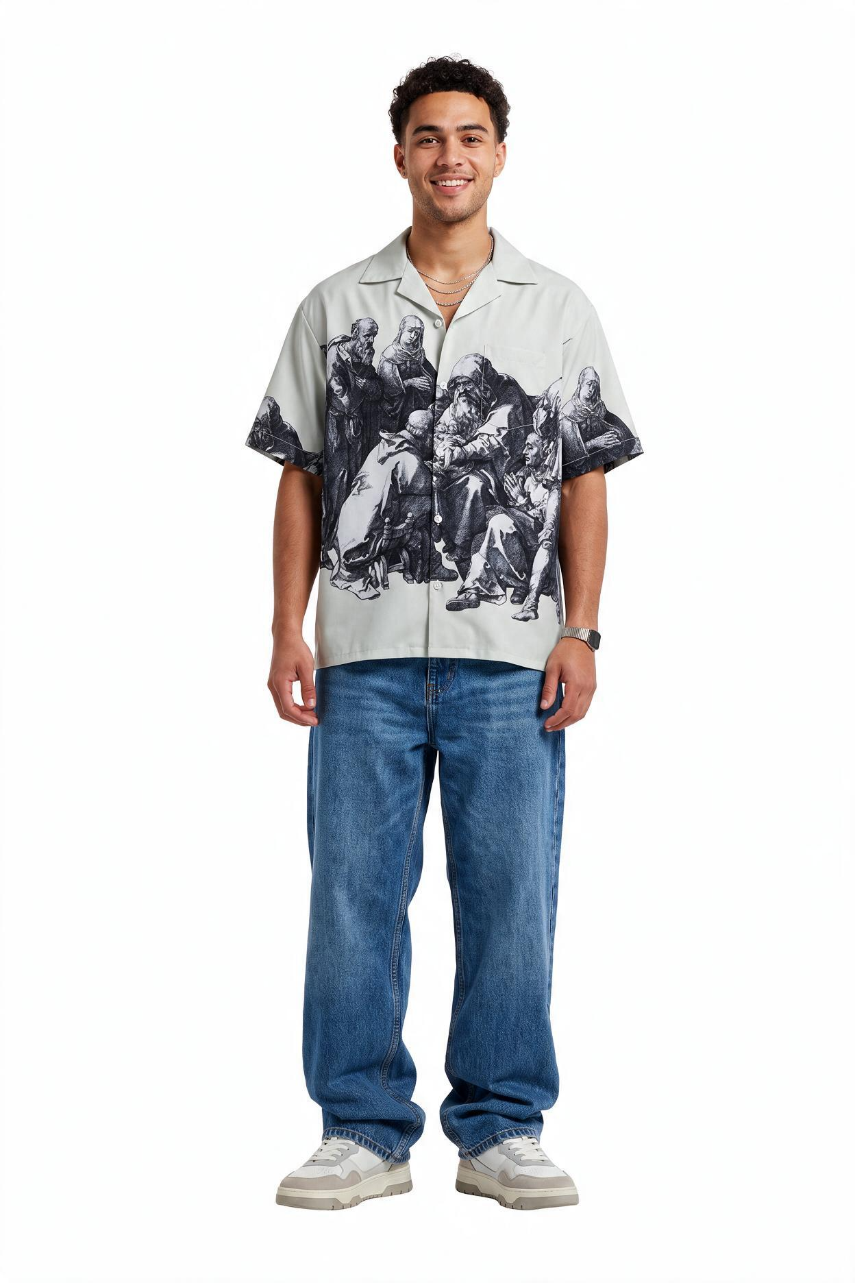 White Chest Pocket Casual Shirt