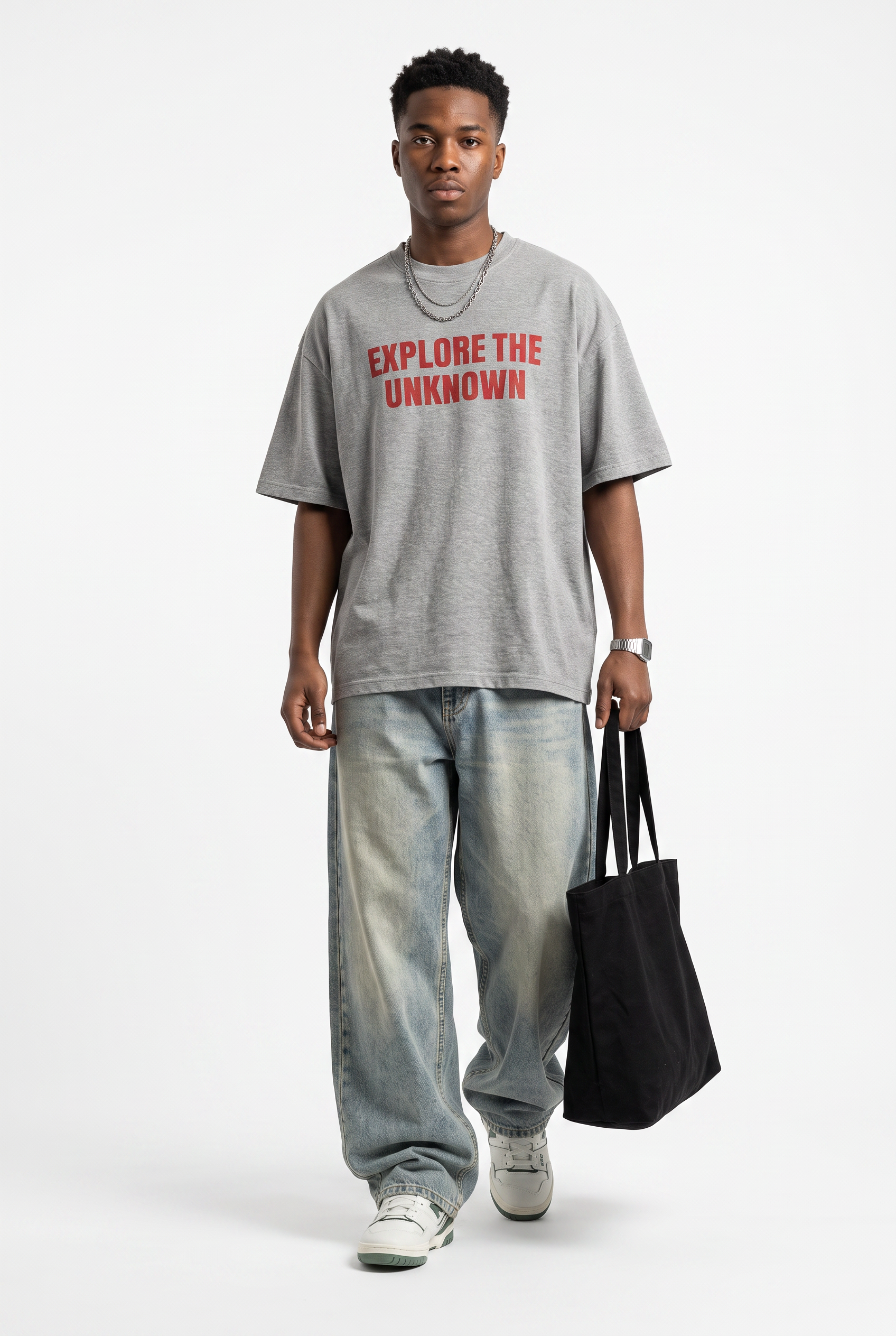 Grey Oversized Crew Neck Tee