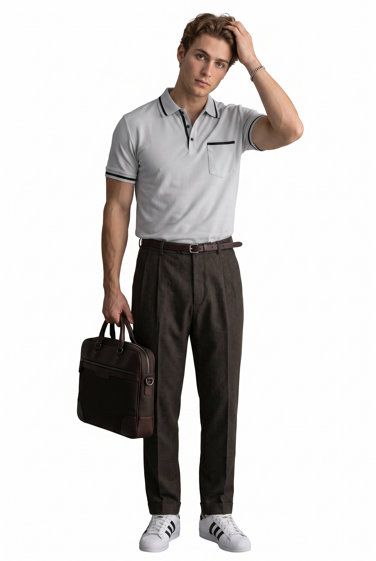 Tipped Grey Polo T-Shirt