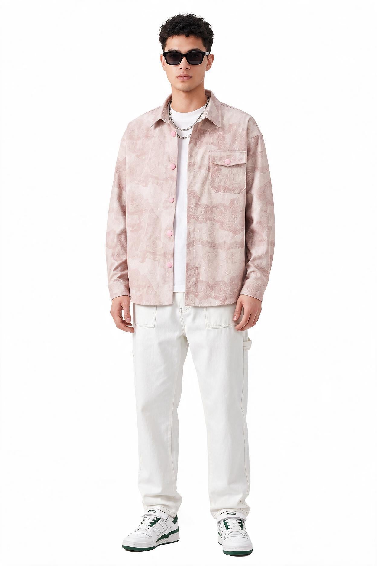 Pink Chest Pocket Casual Shirt