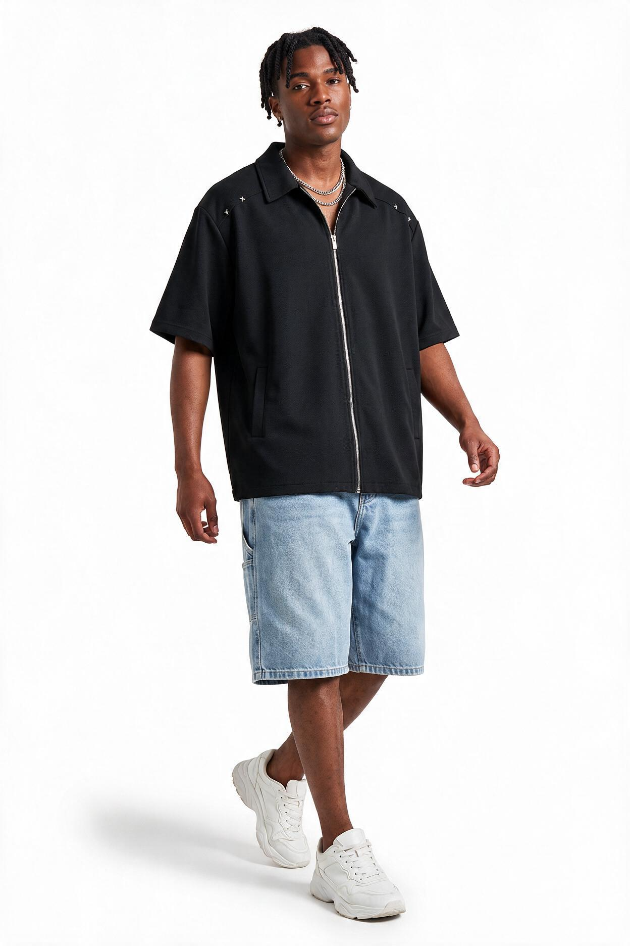 Black Chest Pocket Casual Shirt