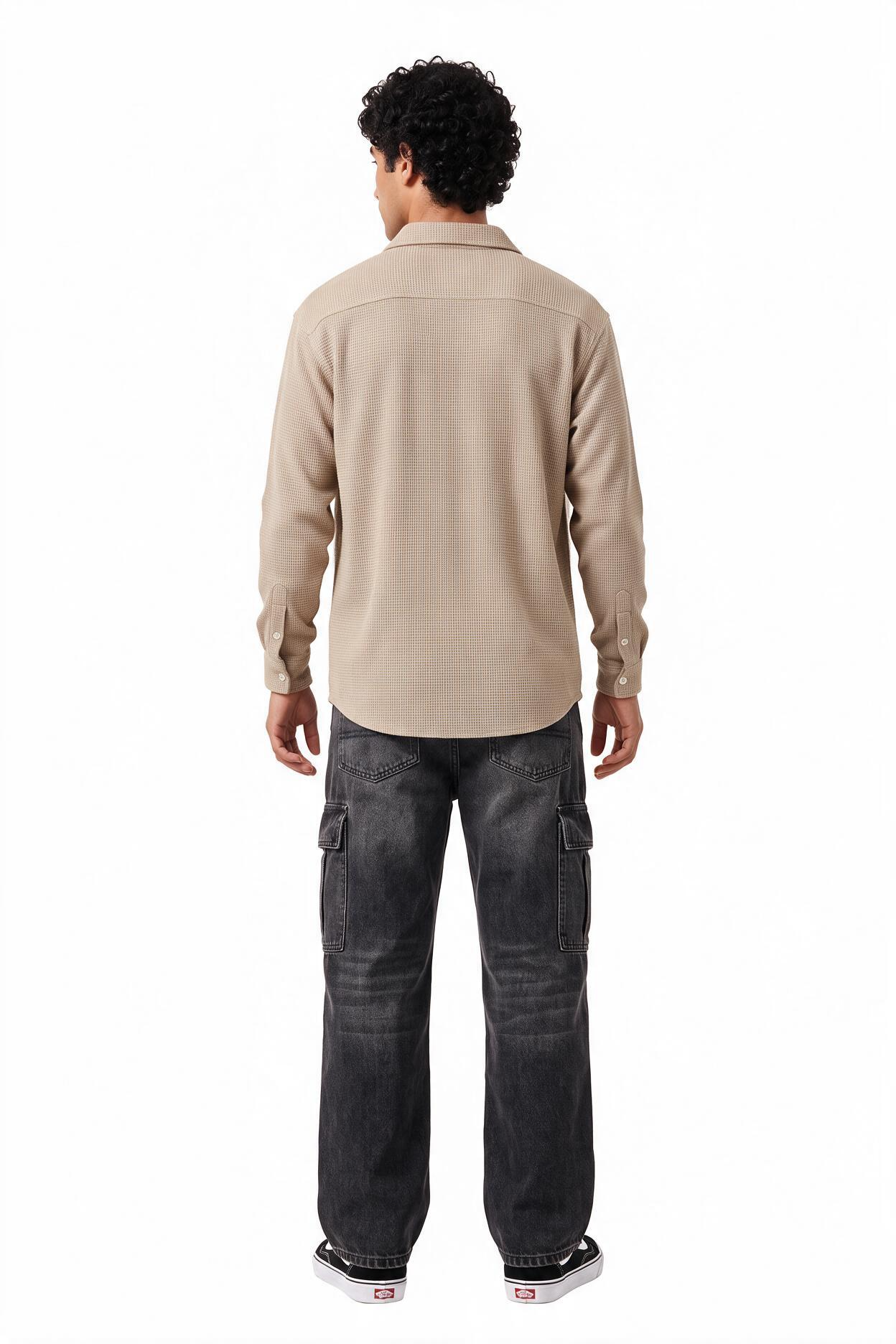 Beige Chest Pocket Casual Shirt