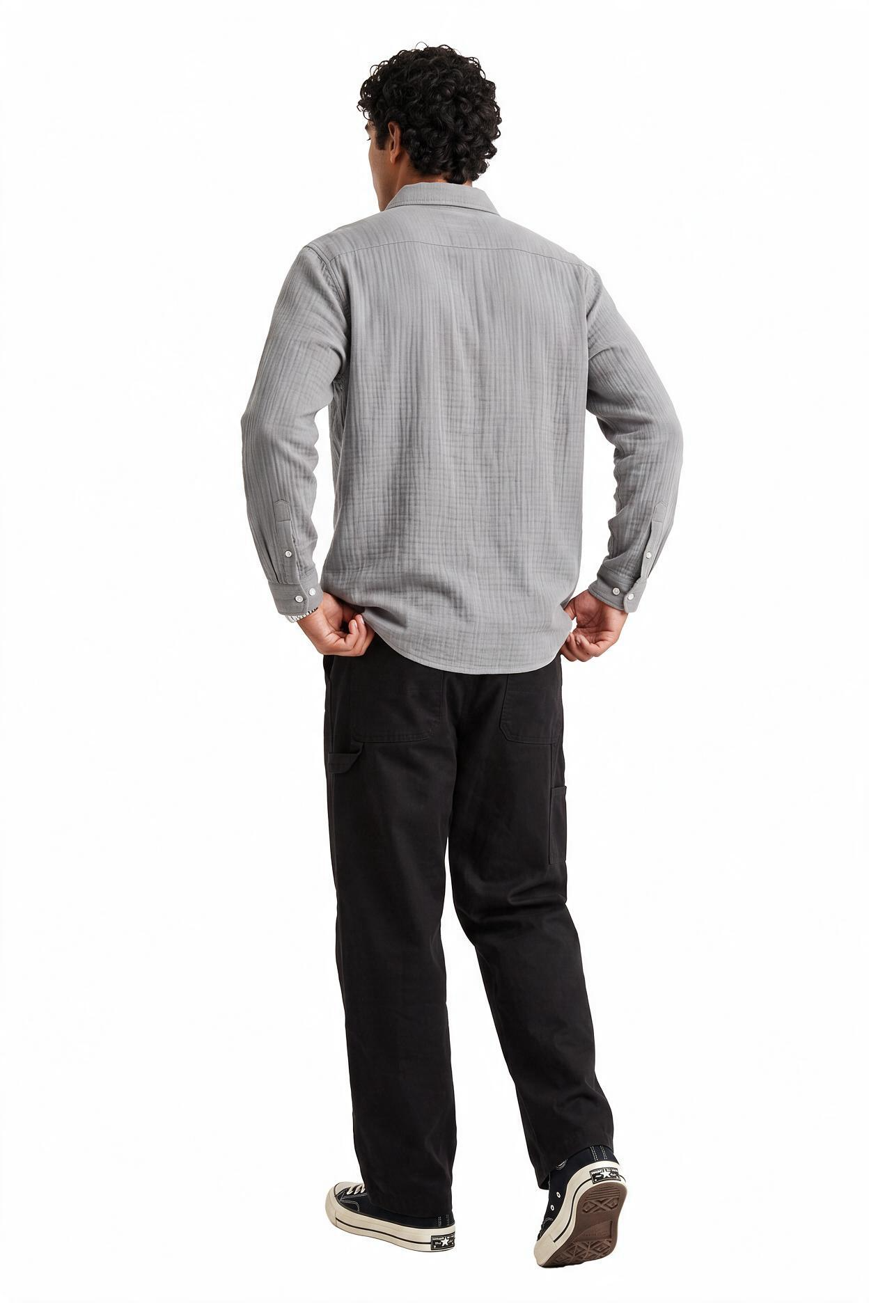 Grey Chest Pocket Casual Shirt