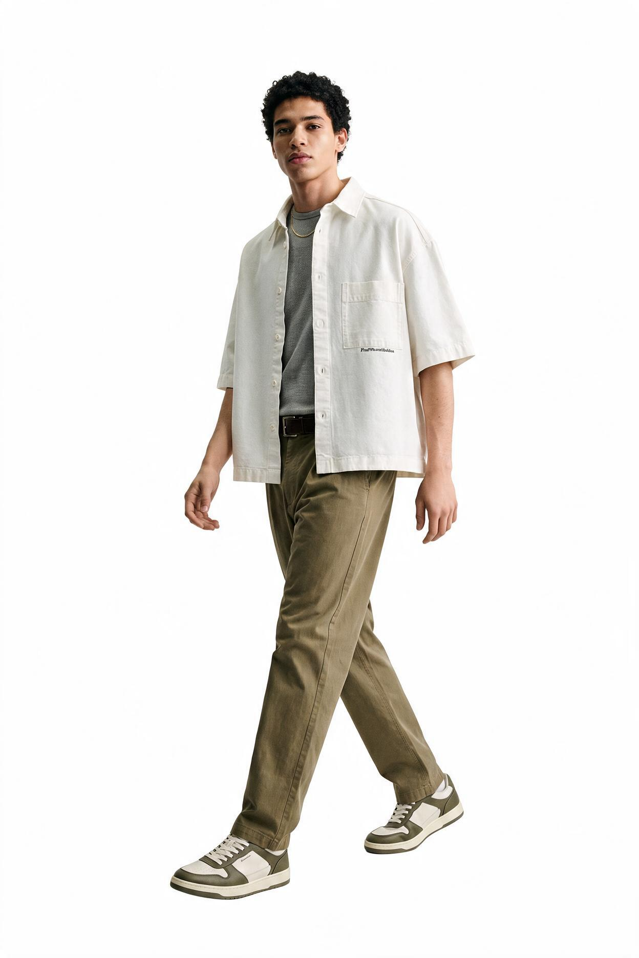 White Chest Pocket Casual Shirt