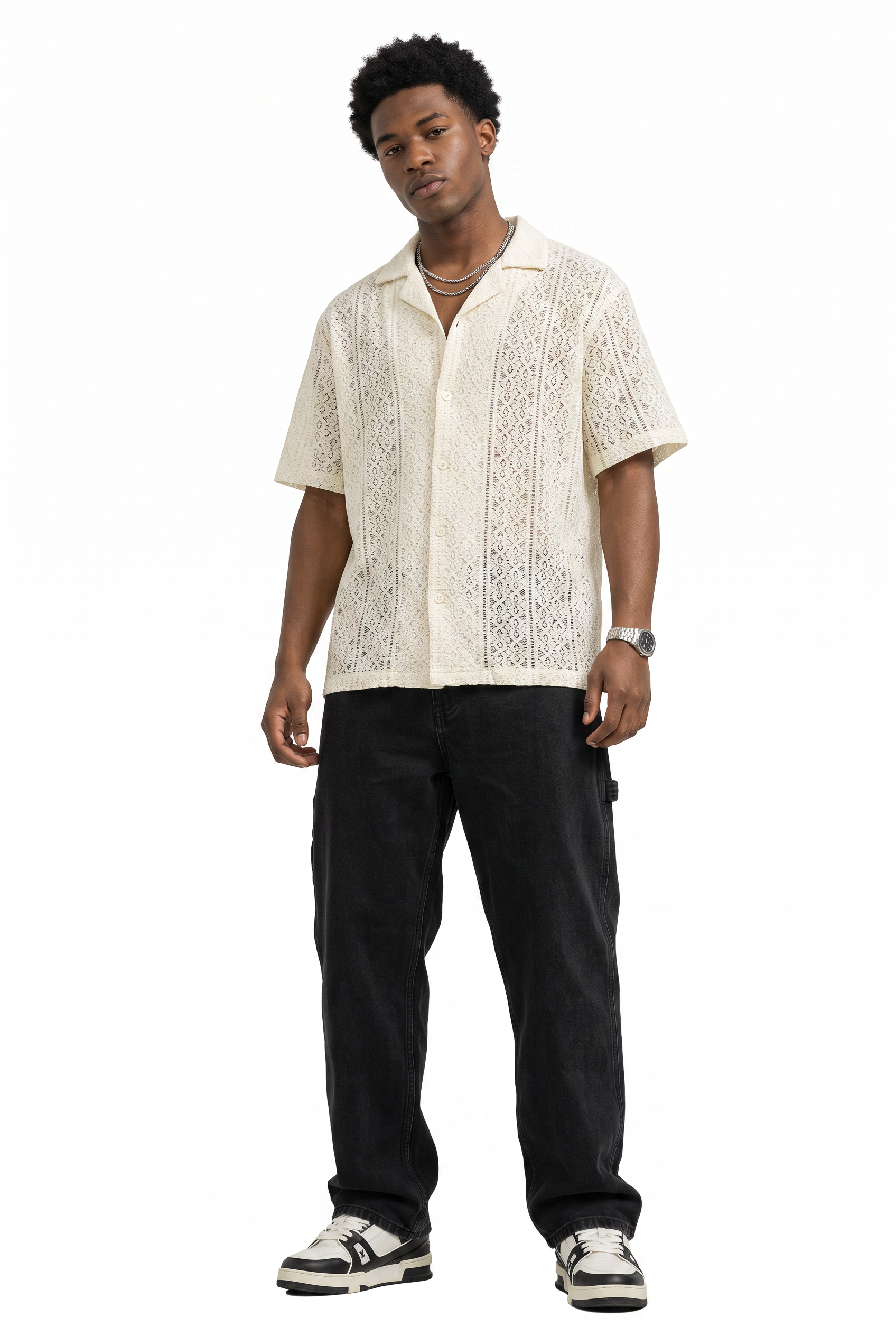 Cream Chest Pocket Casual Shirt