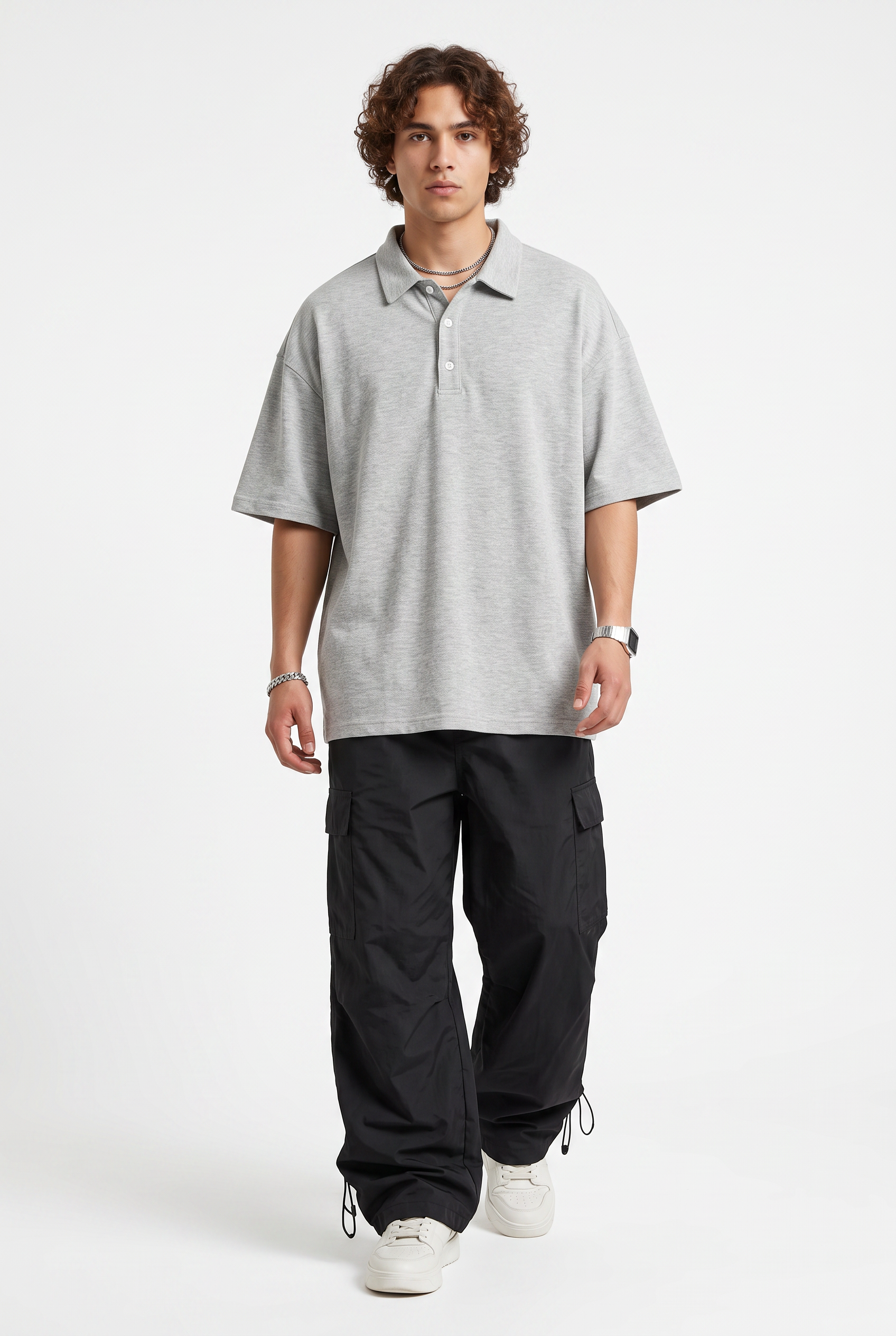 Grey Dropped Shoulder Oversized Tee